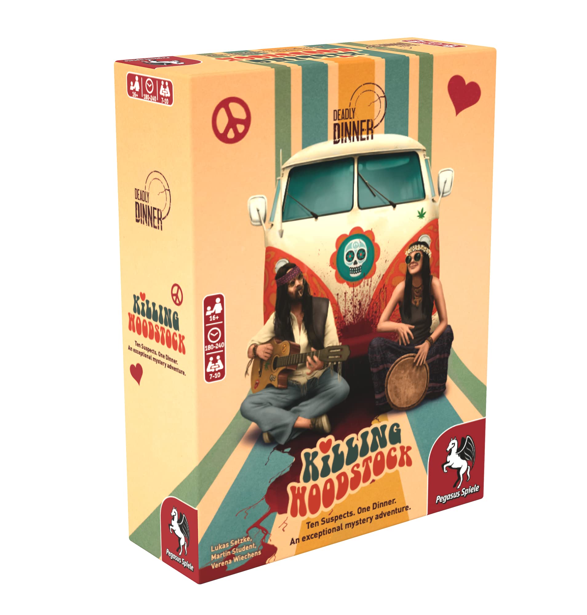 Deadly Dinner: Killing Woodstock - Board Game by Pegasus Spiele - 7-10Players - 180-240 Minutes of Gameplay - Games for Game Night - Teens and Adults Ages 16+ - English Version