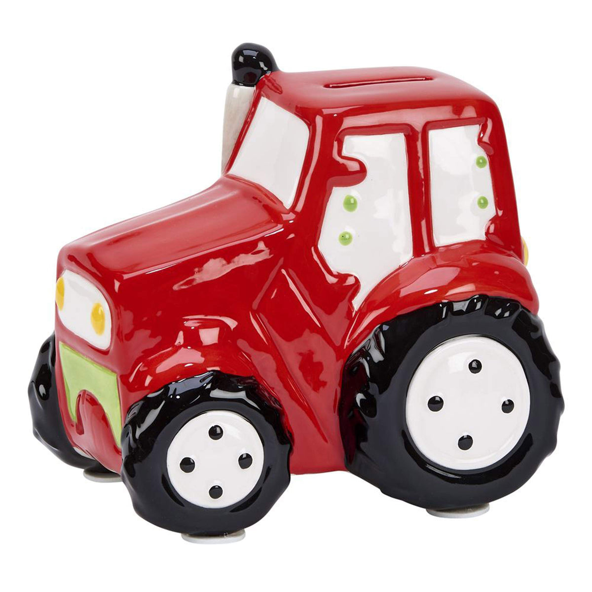Creative Gifts International Red Harvesting Farm Tractor Piggy Bank, 6 X 6, Shiny Ceramic Finish, Gift Box Included
