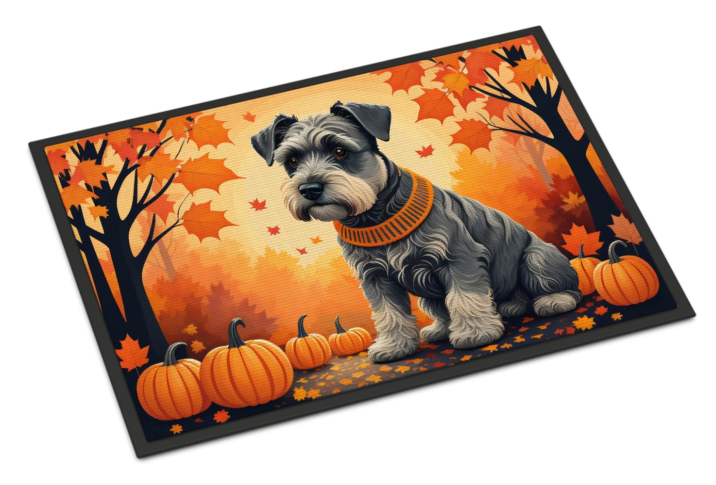 Carolines Treasures DAC1068MAT Schnauzer Fall Doormat 18x27 Front Door Mat Indoor Outdoor Rugs for Entryway, Non Slip Washable Low Pile, 18H X 27W