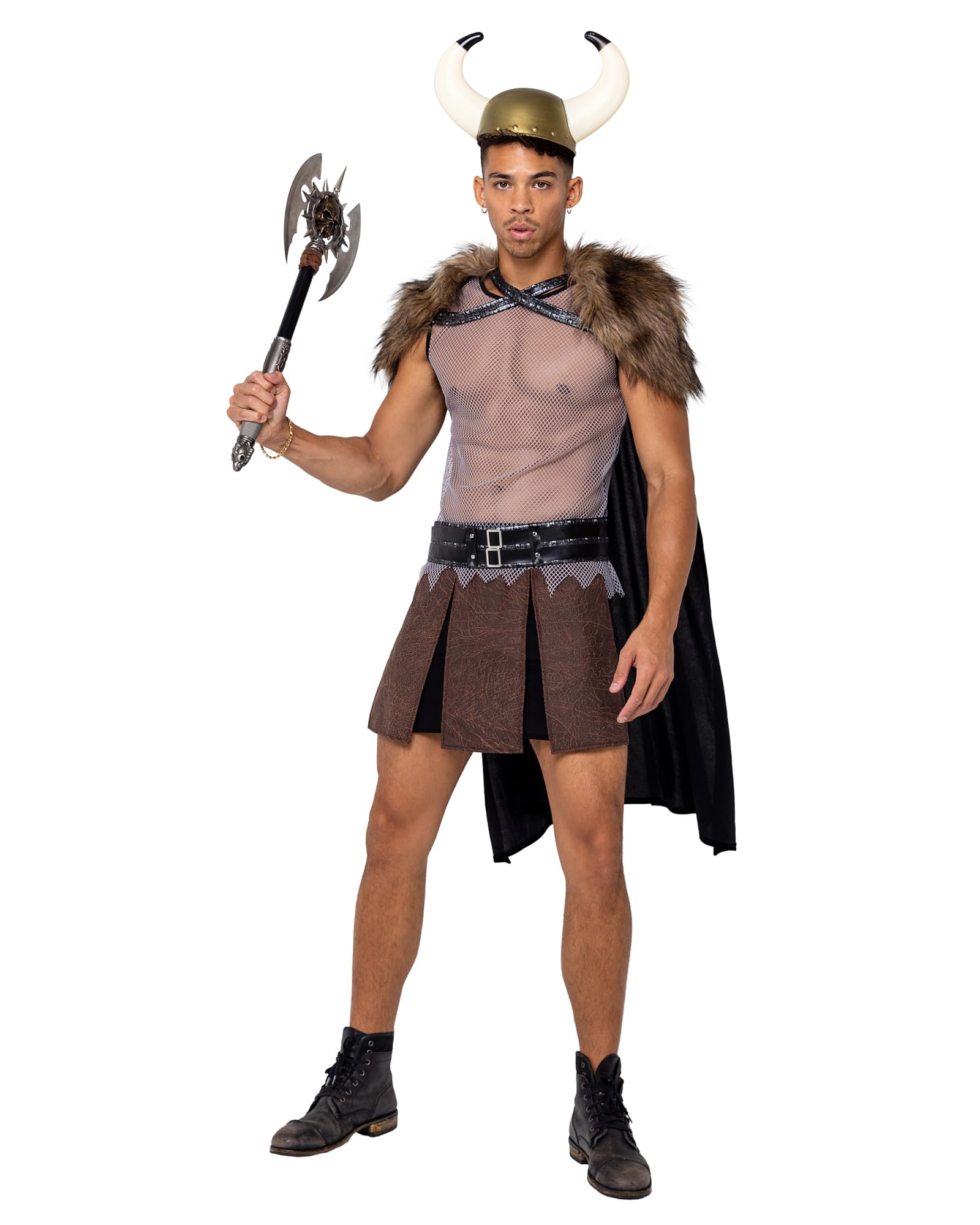 6168 - 4PC Mens Valiant Viking Warrior - Large / Brown/Grey