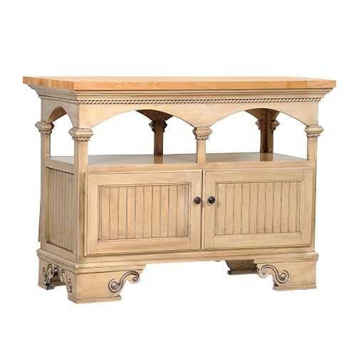 Poplar Kitchen Island in European Grey with Oak Top