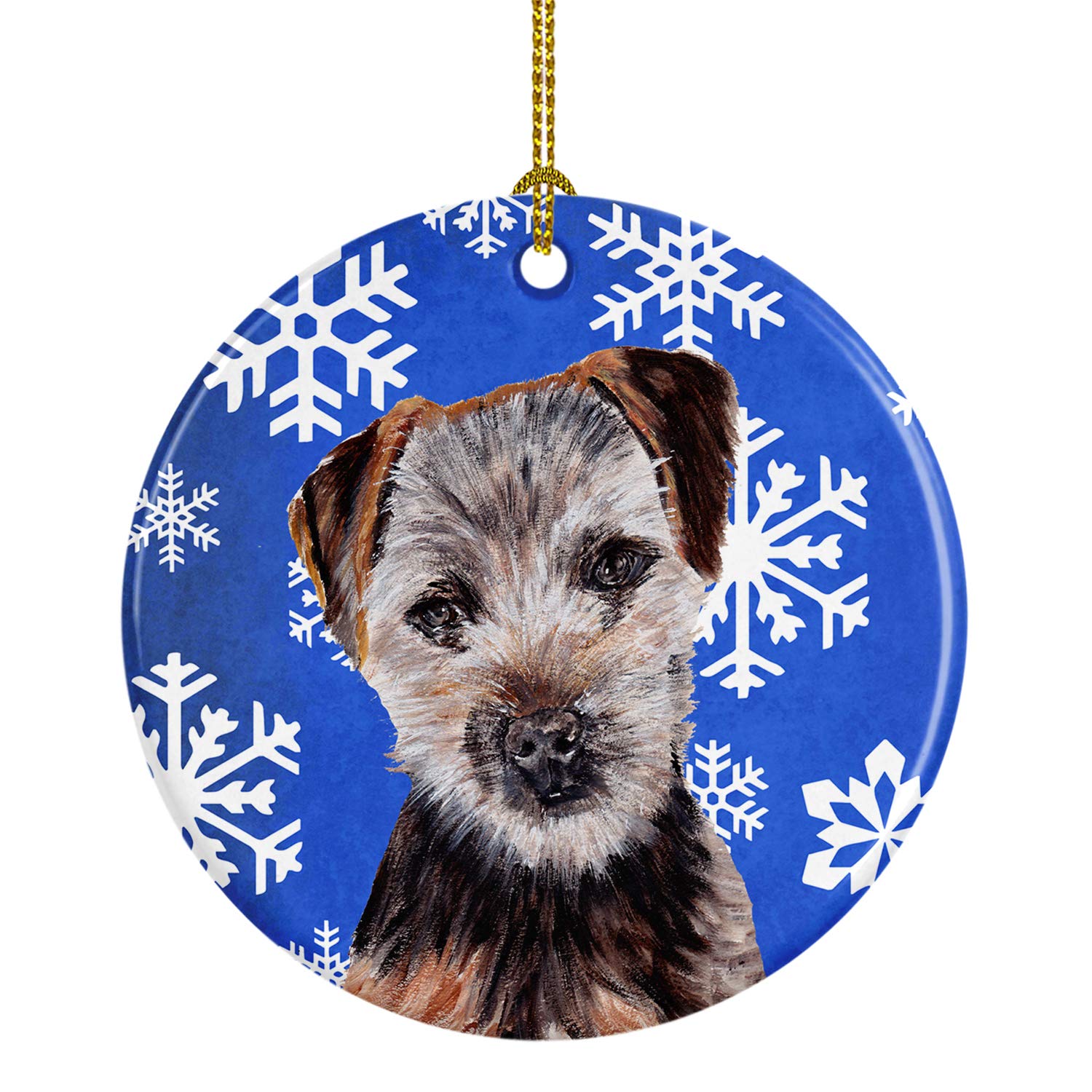 Norfolk Terrier Puppy Winter Snowflakes Ceramic Ornament SC9783CO1