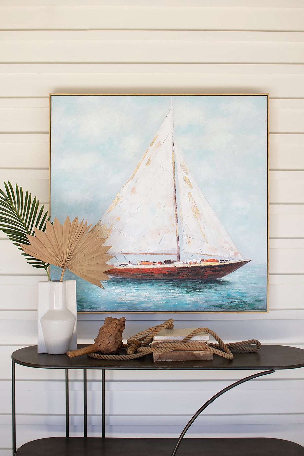 Kalalou Car1655 Oil Painting-Framed Sailboat, See Image