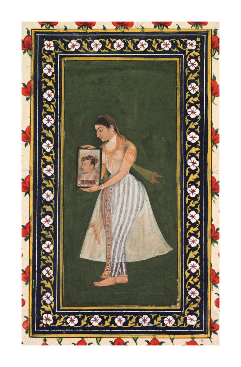 Nur Jahan holding a portrait of Emperor Jahangir, c. 1627 -Paper Art-20.405x32”