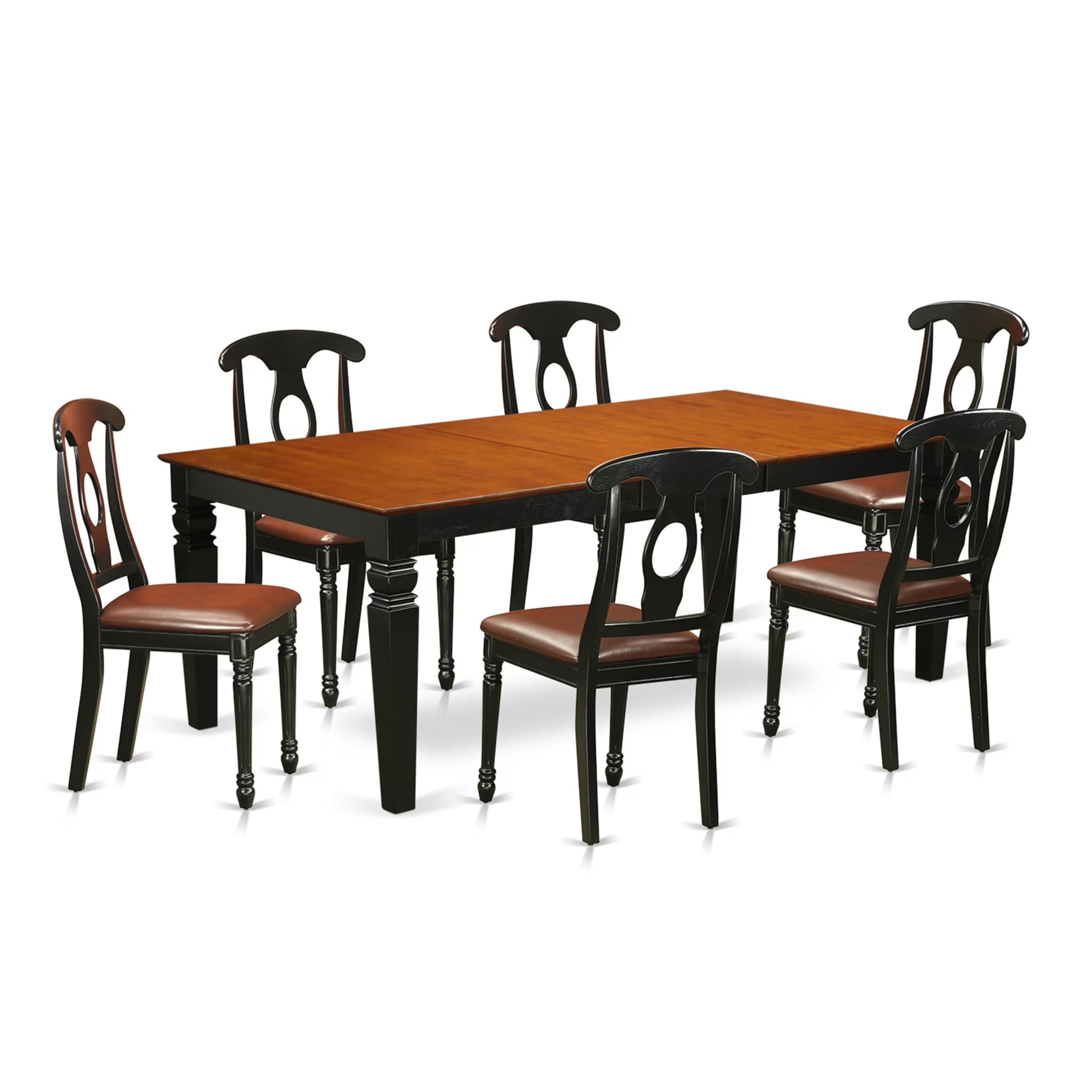 7  PcKitchen  Table  set  with  a  Table  and  6  Dining  Chairs  in  Black  and  Cherry