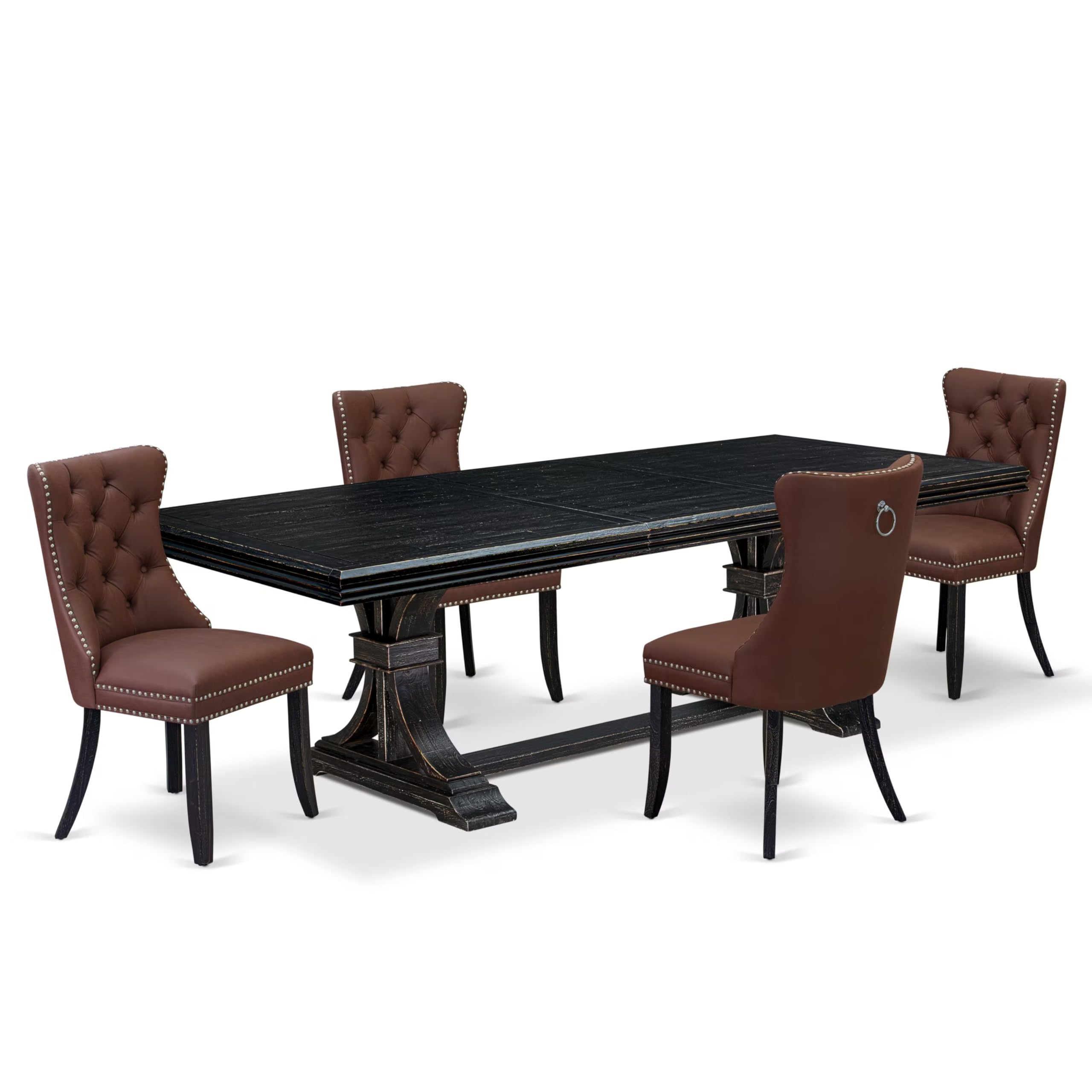 5 piece kitchen table set a dinner table and 4 Faux Leather modern chairs