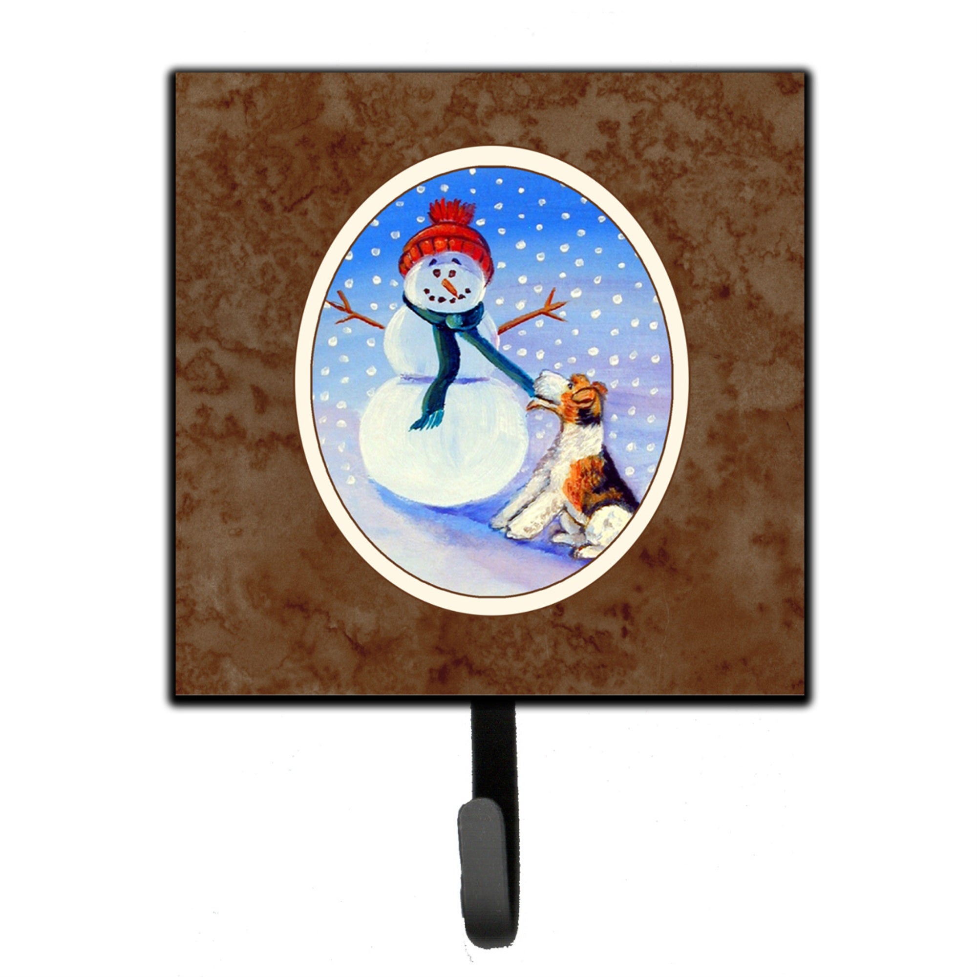 Caroline'S Treasures Snowman With Fox Terrier Leash Or Key Holder 7156Sh4, Small, Multicolor