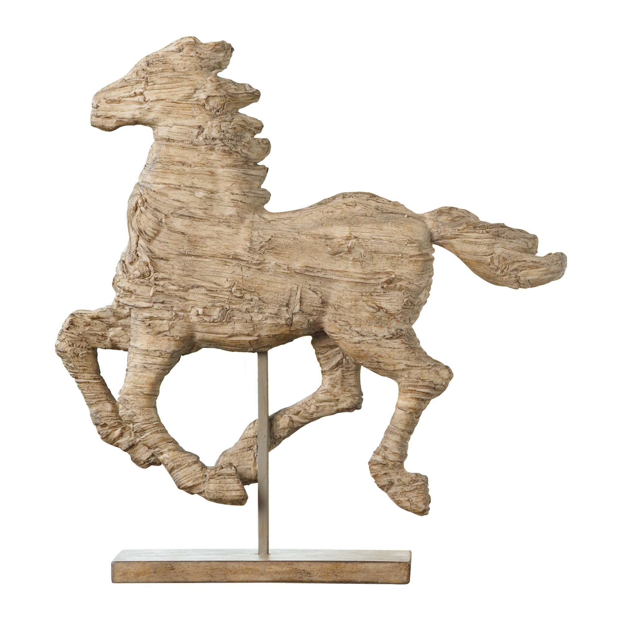 Don 15 Inch Horce Accent Figurine for Tabletops, Brown Polyresin, Metal