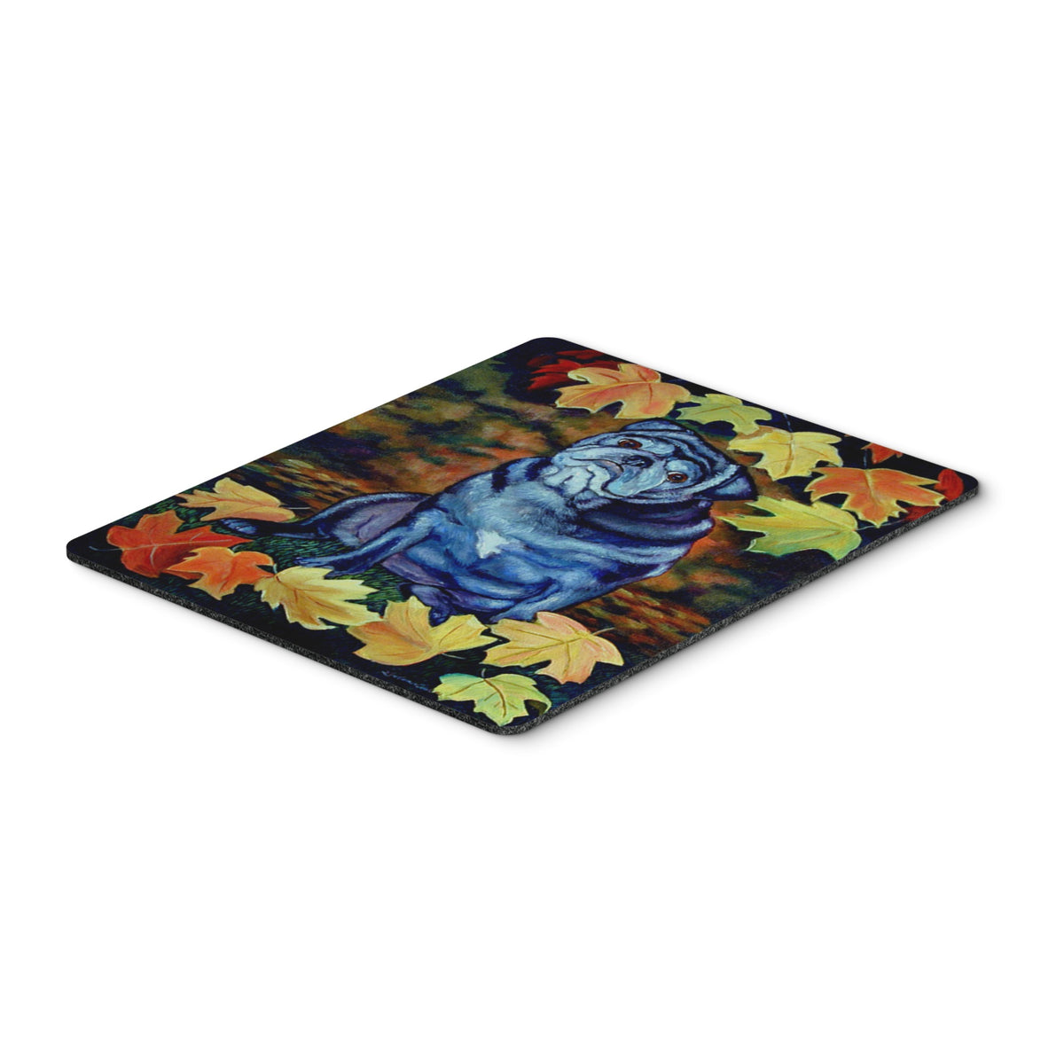 Caroline'S Treasures Mouse/Hot Pad/Trivet, Old Black Pug In Fall Leaves (7159Mp)