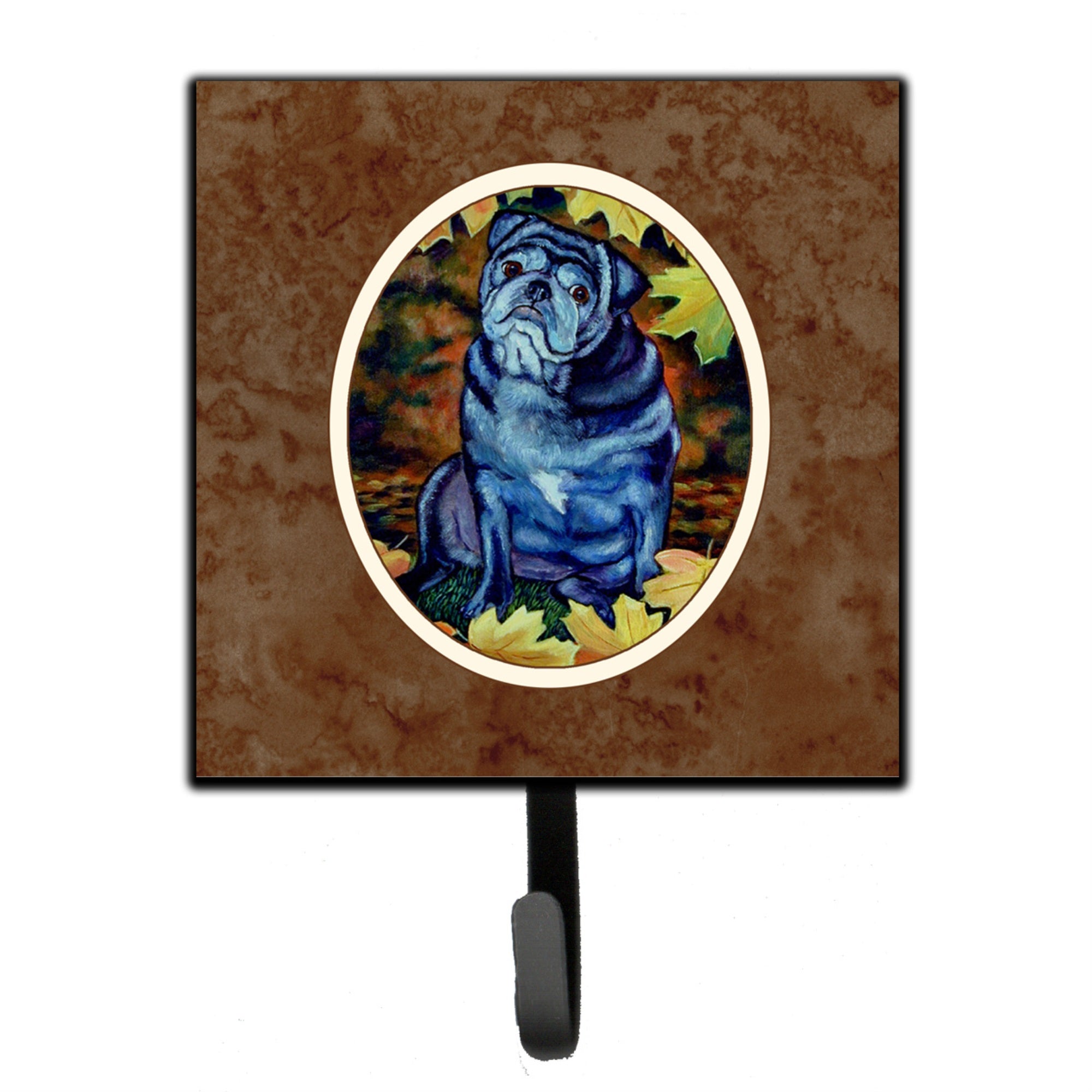 Caroline'S Treasures Old Black Pug In Fall Leaves Leash Or Key Holder 7159Sh4, Small, Multicolor