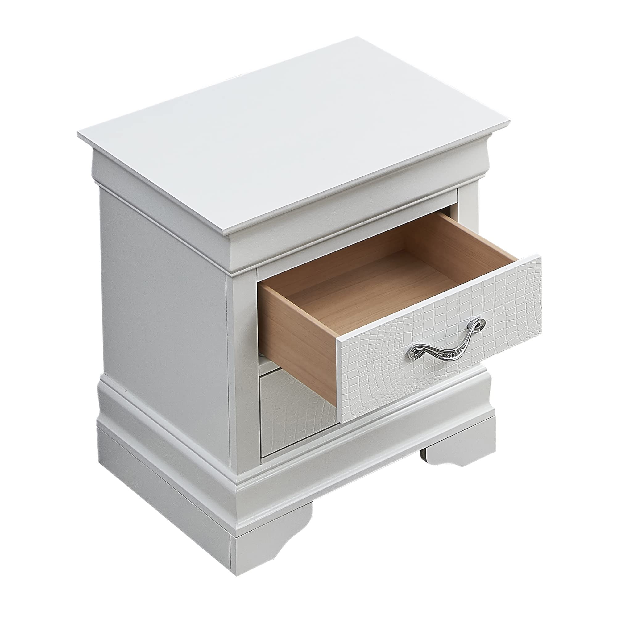 Lorana 2-Drawer Silver Nightstand (24 in. H x 16 in. W x 21 in. D)