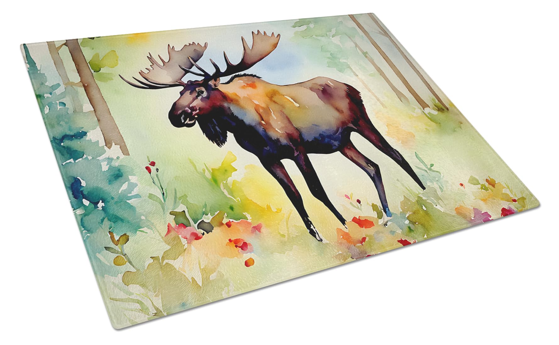 Carolines Treasures DAC2963LCB Moose Glass Cutting Board Large Decorative Tempered Glass Kitchen Cutting and Serving Board Large Size Chopping Board