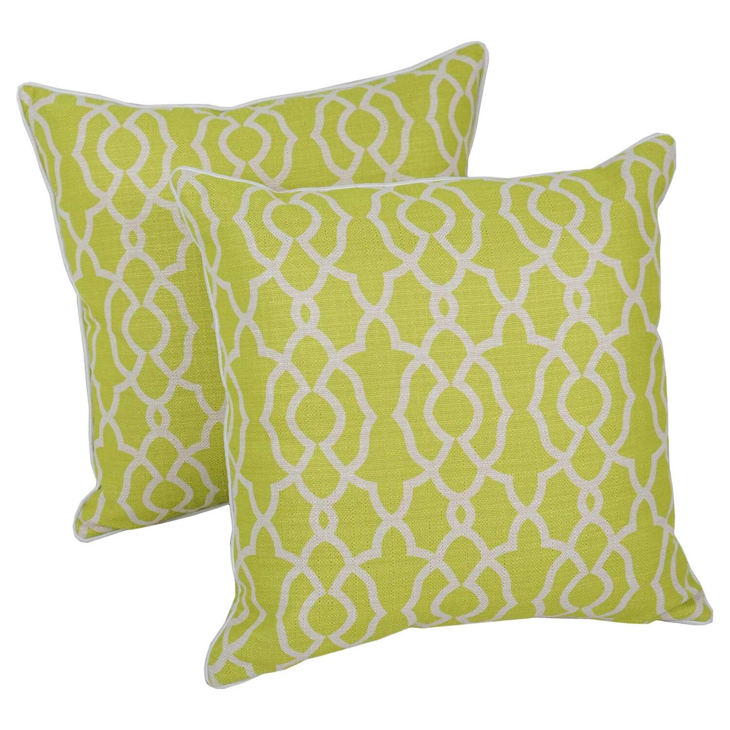 Blazing Needles 18-inch Corded Throw Pillows with Inserts (Set of 2) - Green Lattice
