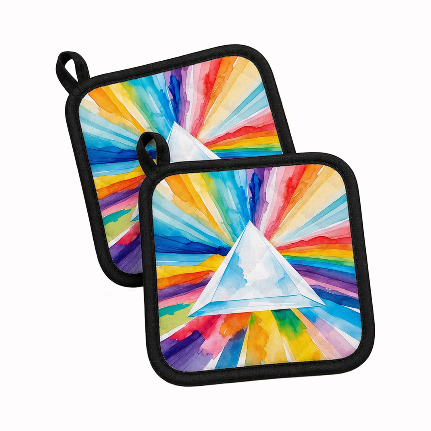 Carolines Treasures Gay Pride Intersectional Prism Pot Holder Set of 2 Heat Resistant Quilted Hot Pads 7.5 x 7.5 Inch, Insulated Kitchen Trivets for Cooking & Baking