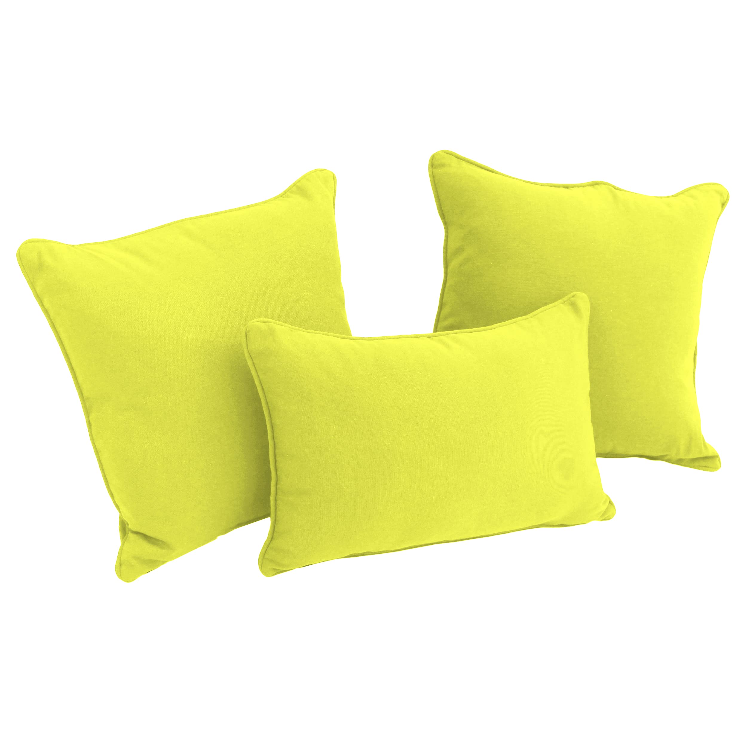 Double-corded Solid Twill Throw Pillows with Inserts (Set of 3) - Mojito Lime