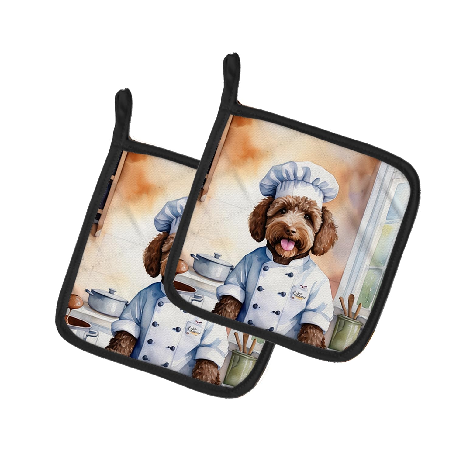 Labradoodle The Chef Pair of Pot Holders