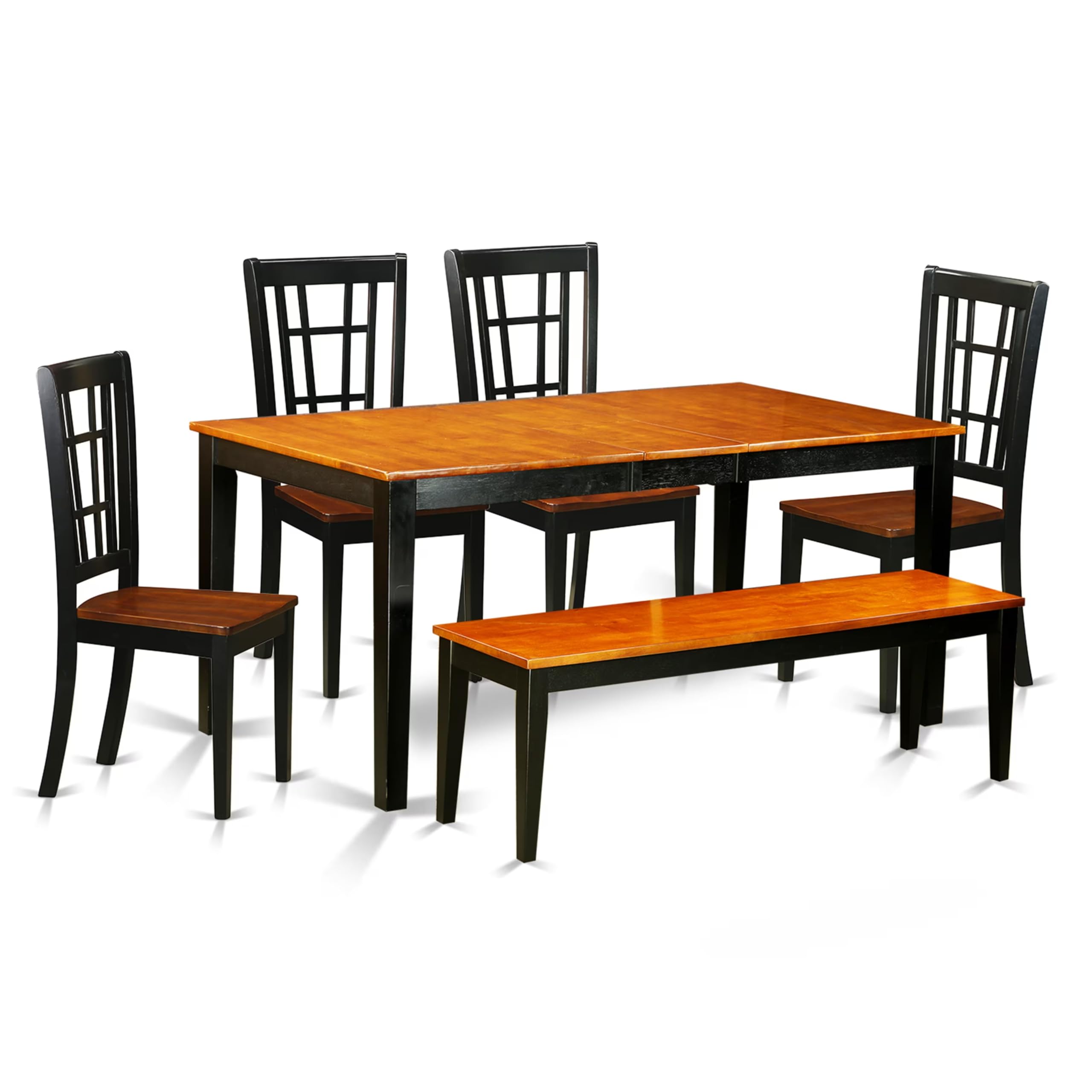 6-Pc  Dining  room  set  with  bench-Kitchen  Tables  and  4  Dining  Chairs  Plus  bench