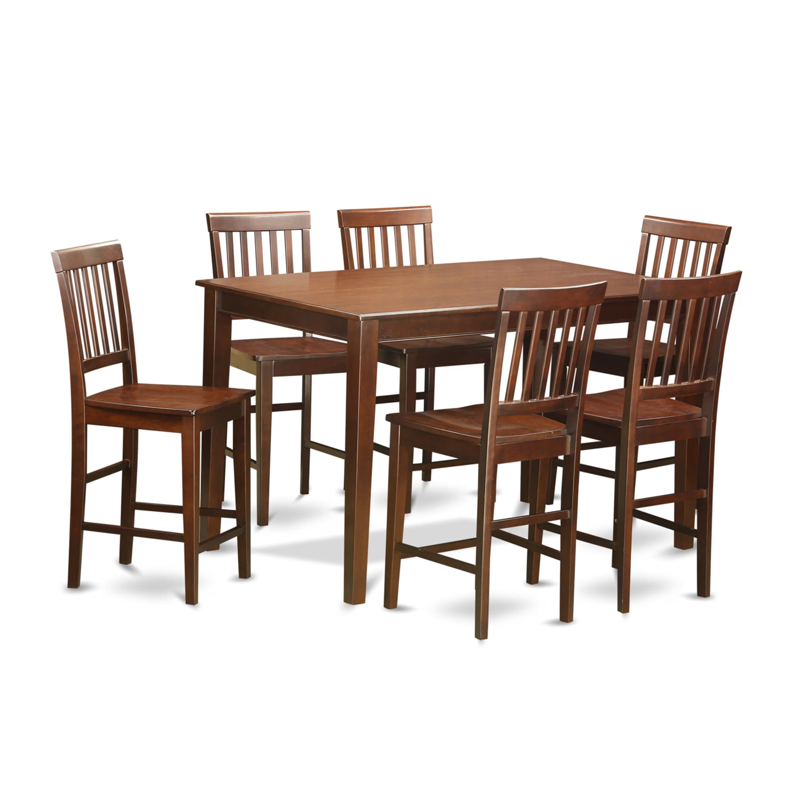 7 Pcs Counter Height Table Set-Pub Table And 6 Bar Stools