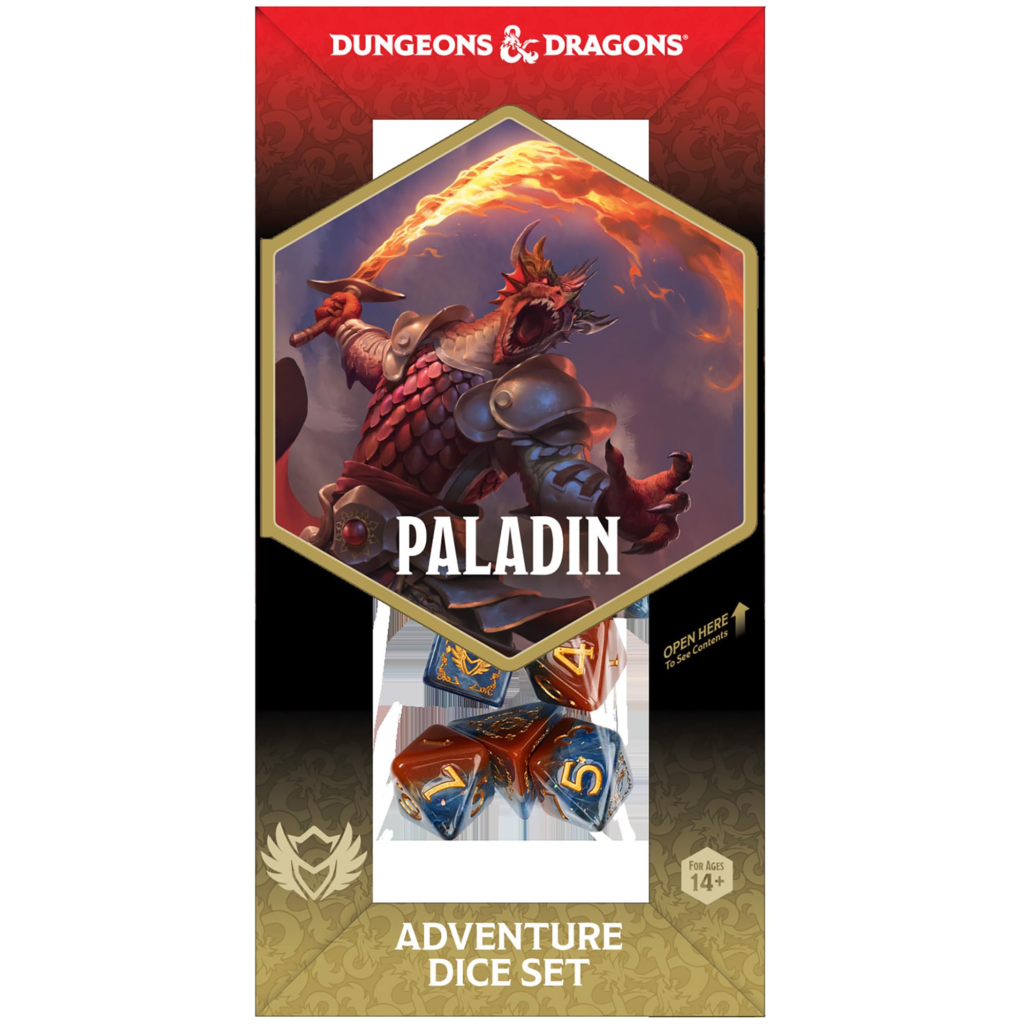 Dungeons & Dragons: D&D Adventure Dice - Paladin: Orange & Blue- 14pc RPG Die Set, Class Symbols, Collectible Roleplaying Game Accessory, Sirius Dice