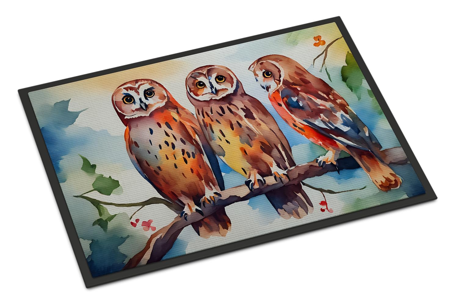 Carolines Treasures DAC3247MAT Owls Doormat Front Door Mat Indoor Outdoor Rugs for Entryway, Non Slip Washable Low Pile, 18H X 27W