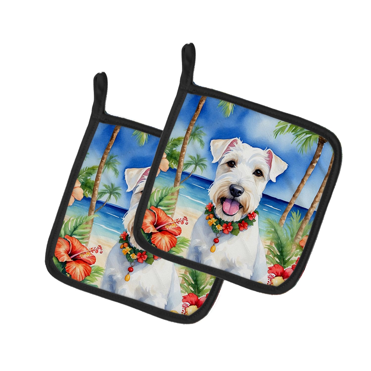 Sealyham Terrier Luau Pair of Pot Holders