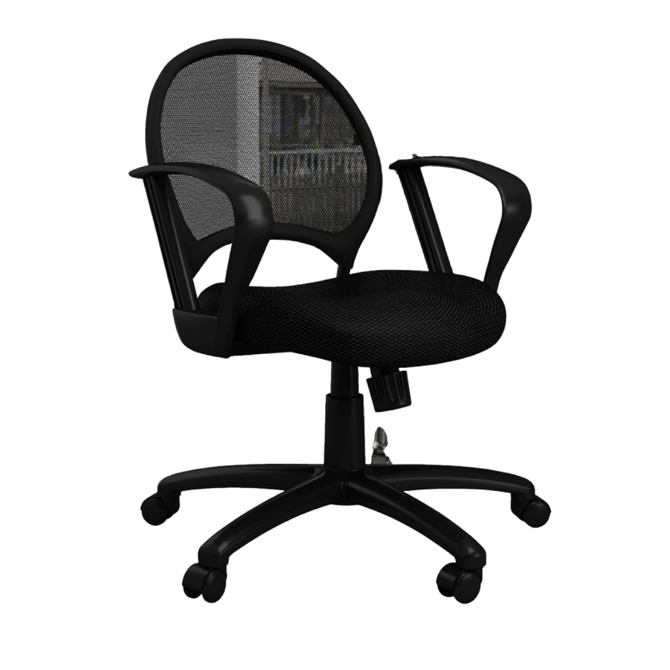 Lene Swivel Office Armchair, Black Mesh, Rolling Metal Frame