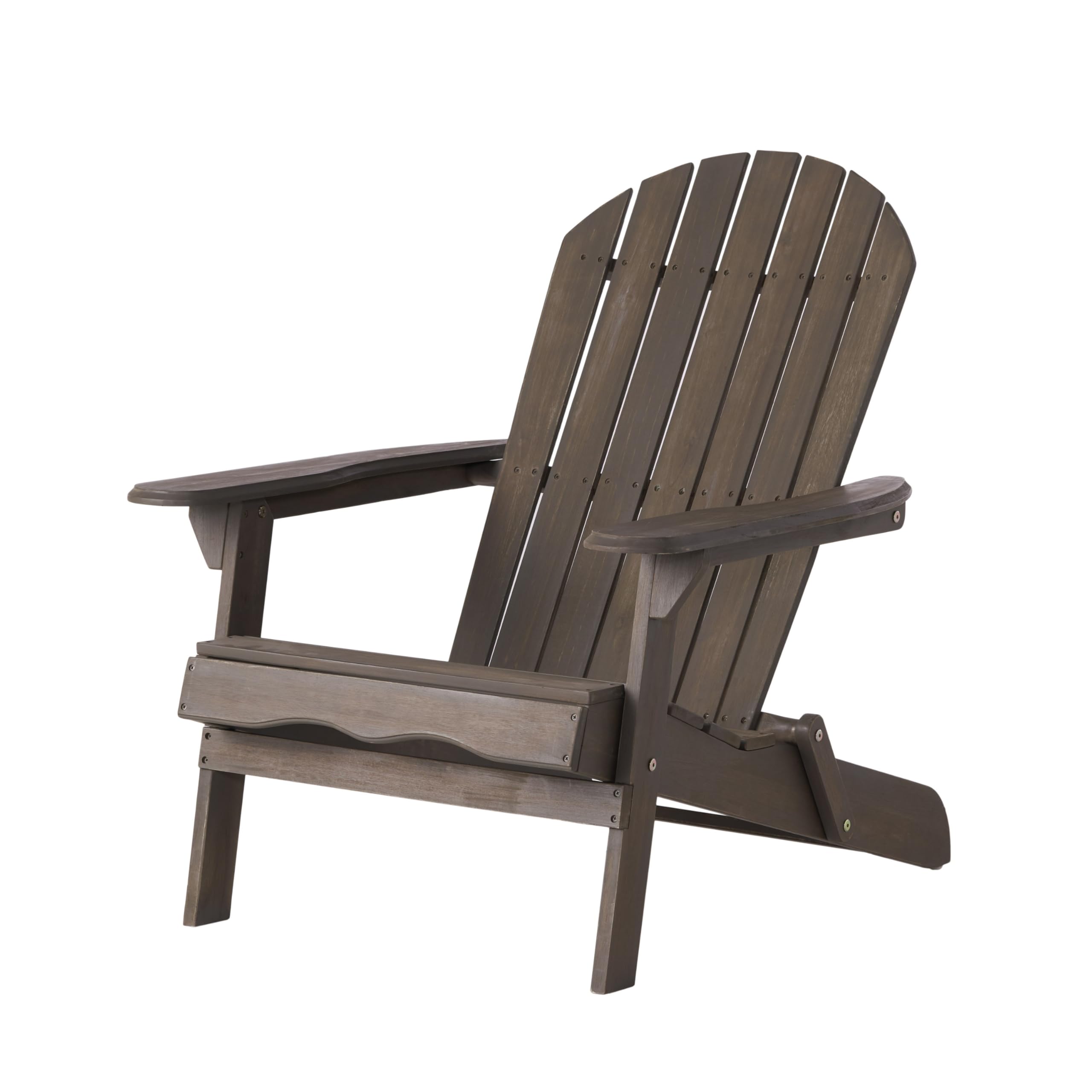 Libo Outdoor Adirondack Chair, Taupe Gray Acacia Wood, Slat Panels