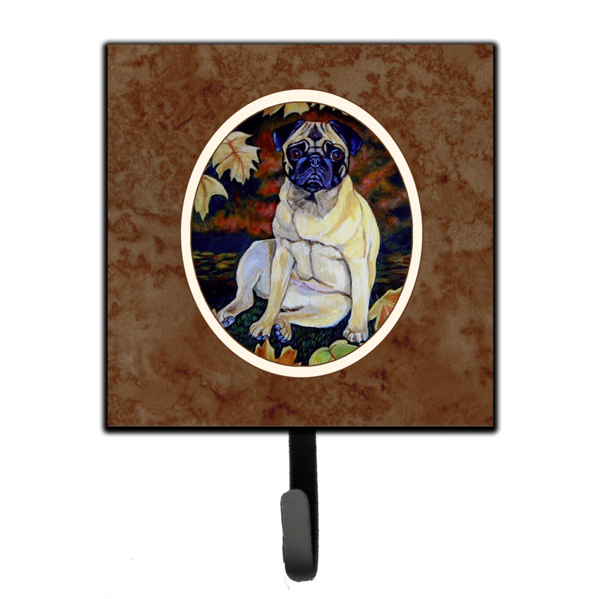 Caroline'S Treasures Fawn Pug In Fall Leaves Leash Or Key Holder 7160Sh4, Small, Multicolor