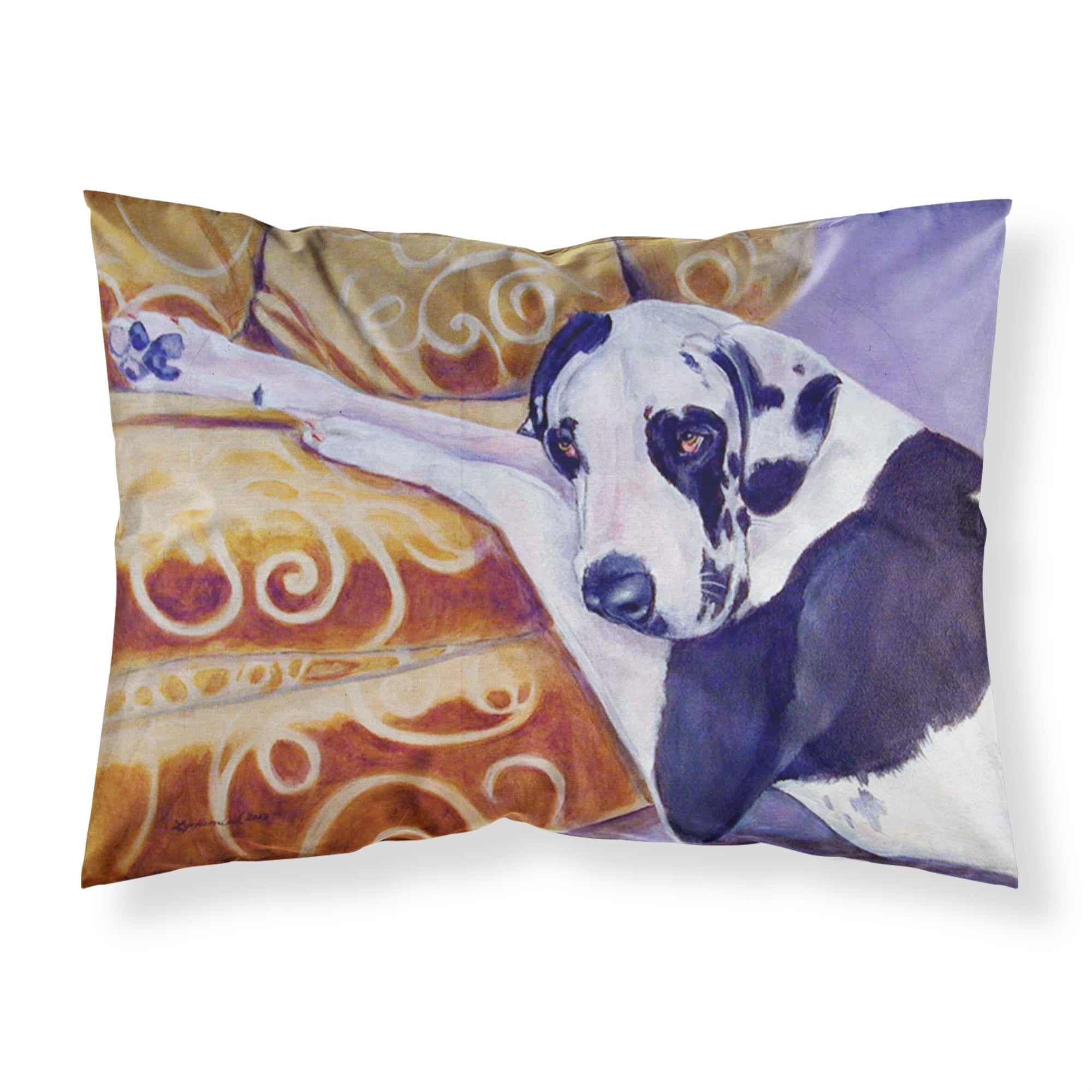 Caroline'S Treasures 7162Pillowcase Harlequin Natural Great Dane Moisture Wicking Fabric Standard Pillowcase, Large, Multicolo