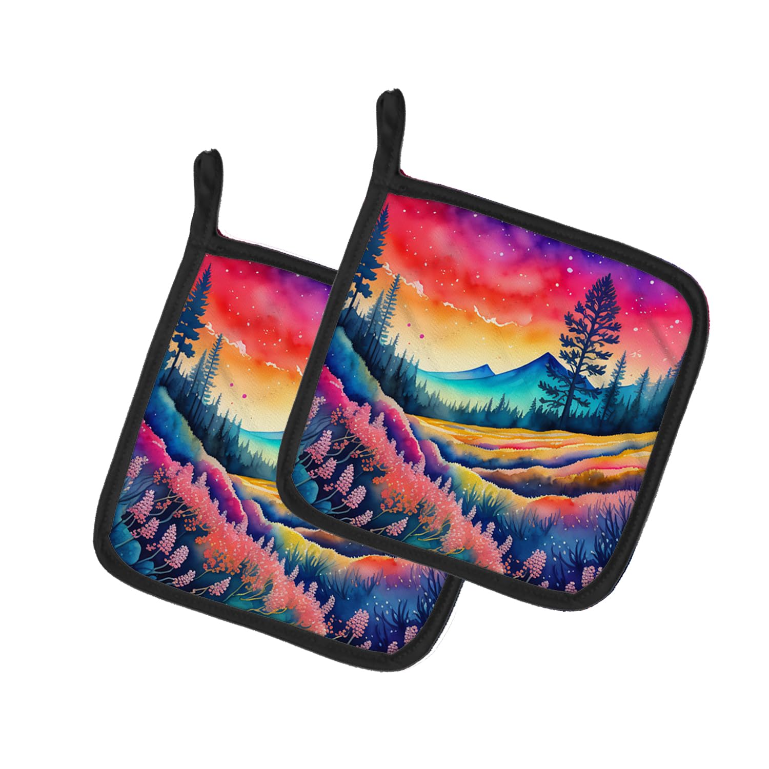 Colorful Yarrow Pair of Pot Holders
