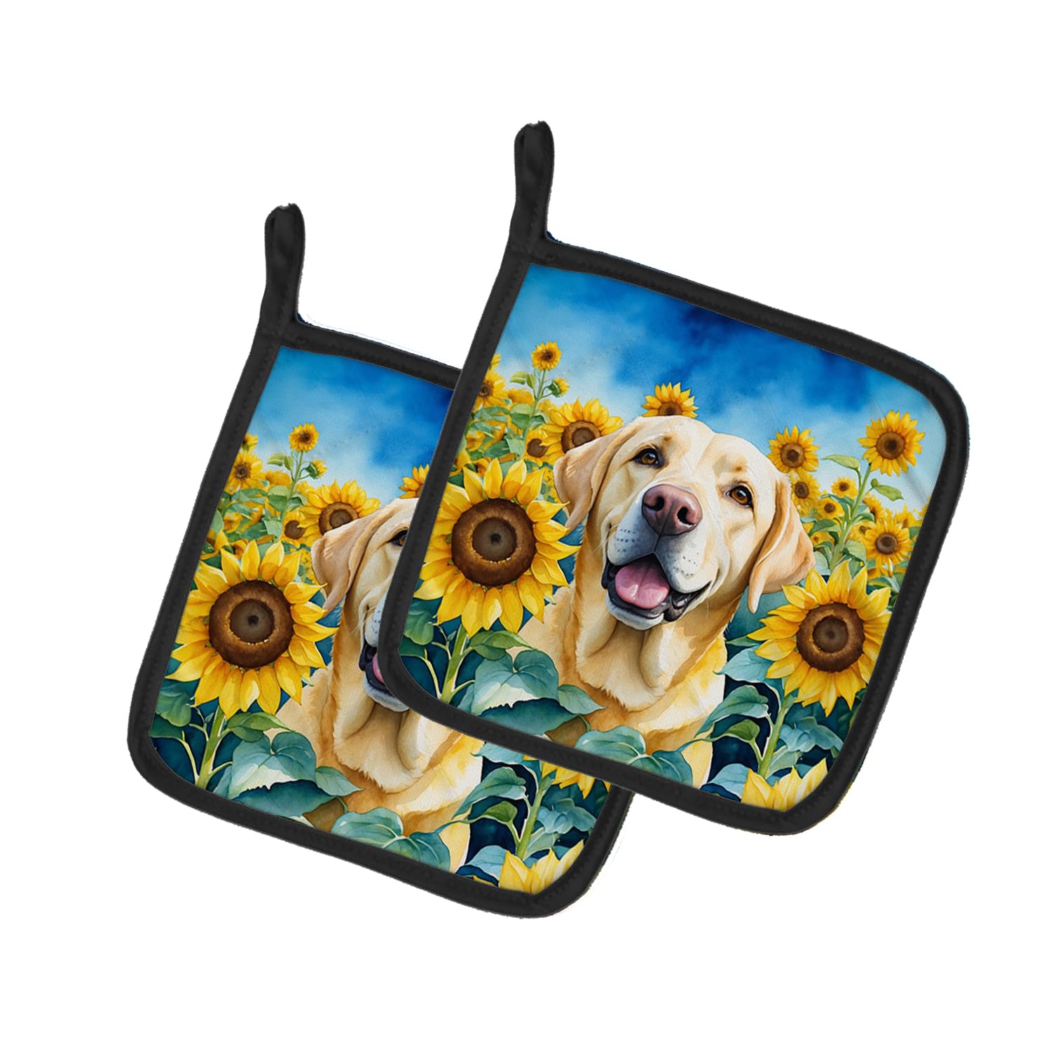 Labrador Retriever in Sunflowers Pair of Pot Holders
