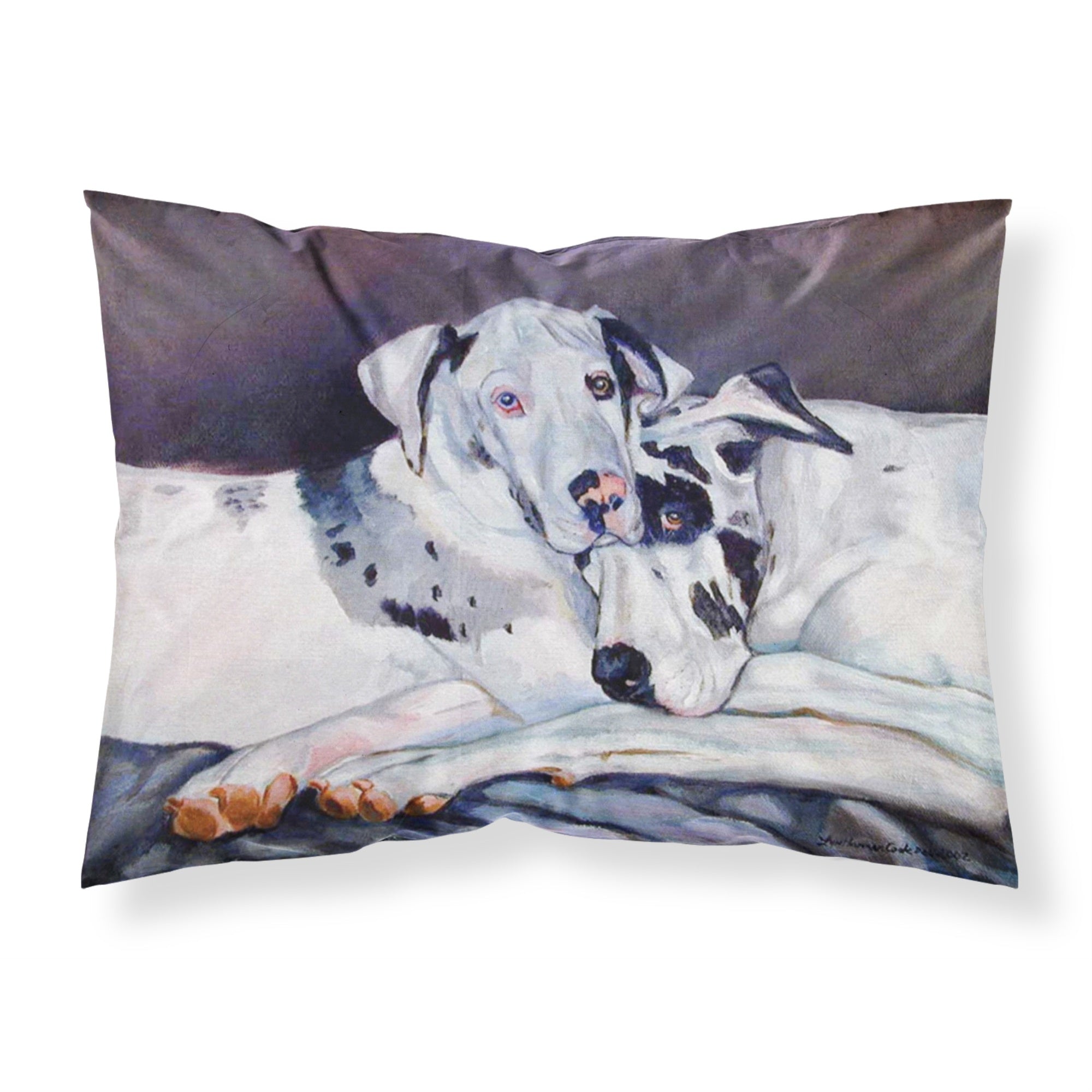 Caroline'S Treasures 7163Pillowcase Harlequin Natural Great Danes Moisture Wicking Fabric Standard Pillowcase, Large, Multicol