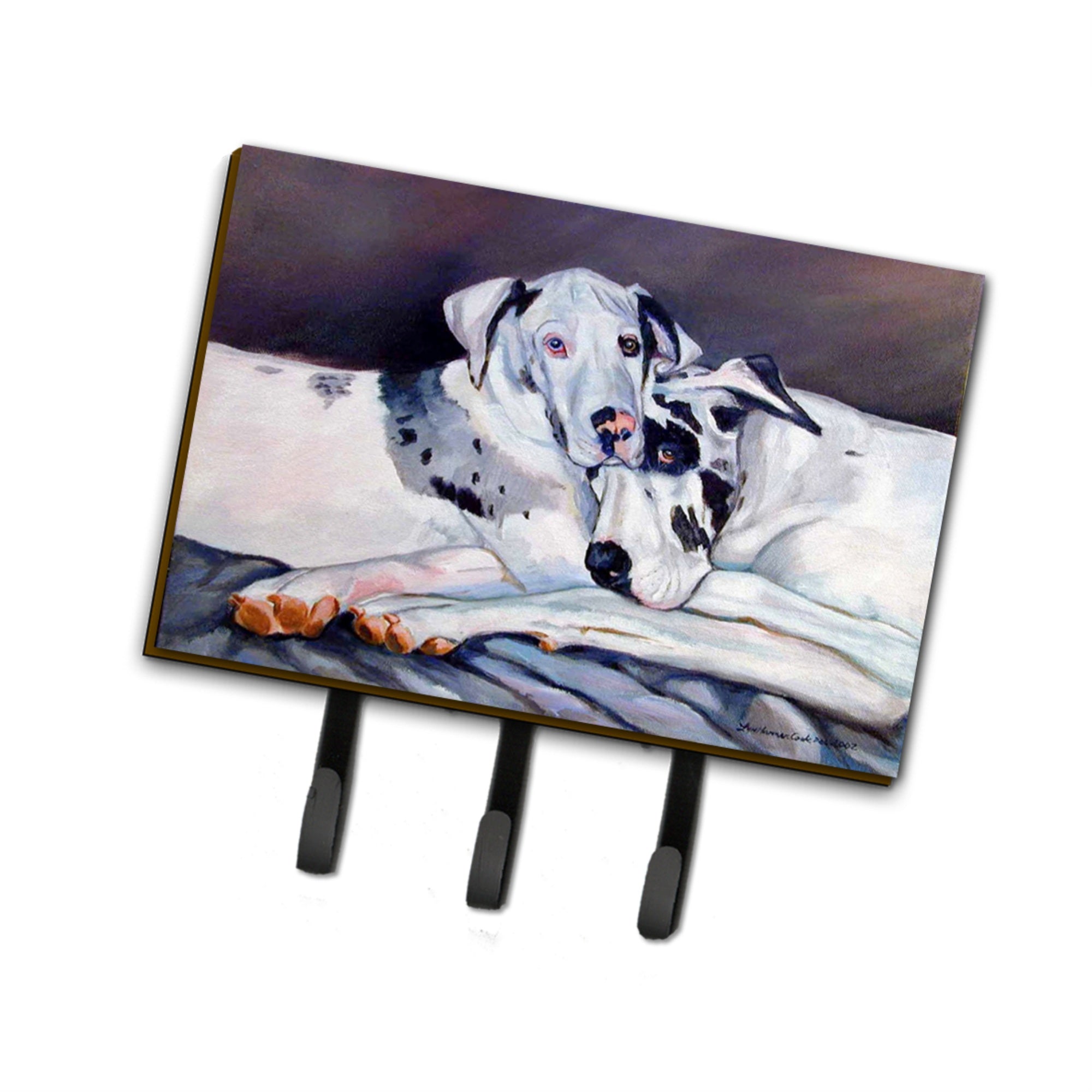 Caroline'S Treasures 7163Th68 Harlequin Natural Great Danes Leash Holder Or Key Hook, Large, Multicolor