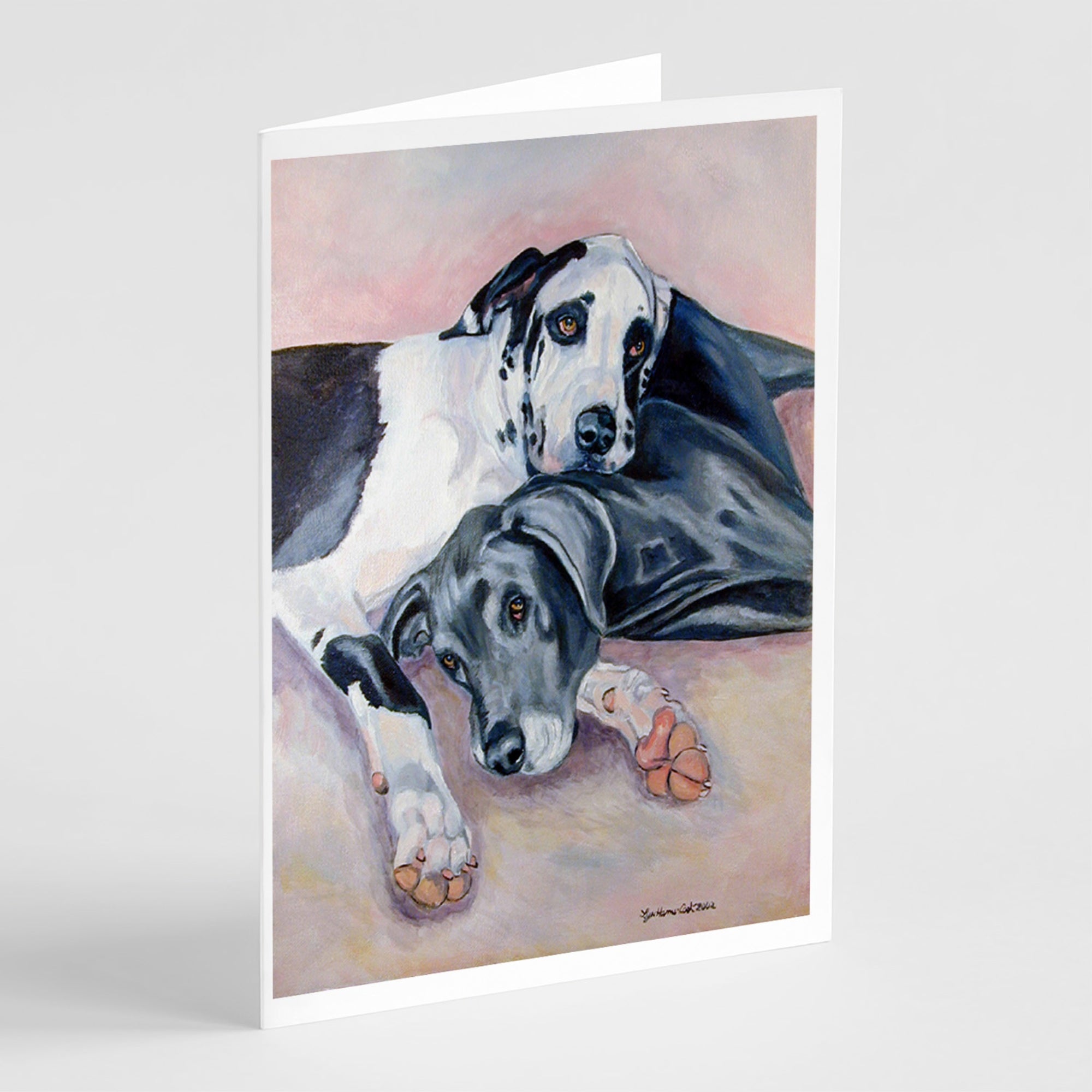 Black And Harlequin Great Dane  Greeting Cards And Envelopes Pack Of 8