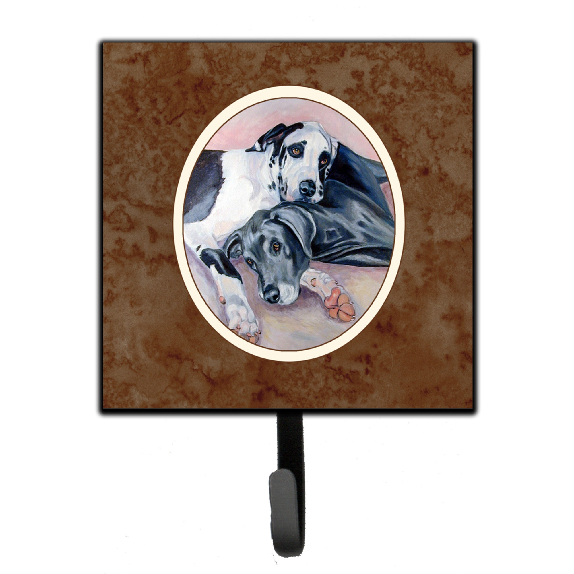Caroline'S Treasures Black And Harlequin Dane Leash Or Key Holder 7164Sh4, Small, Multicolor