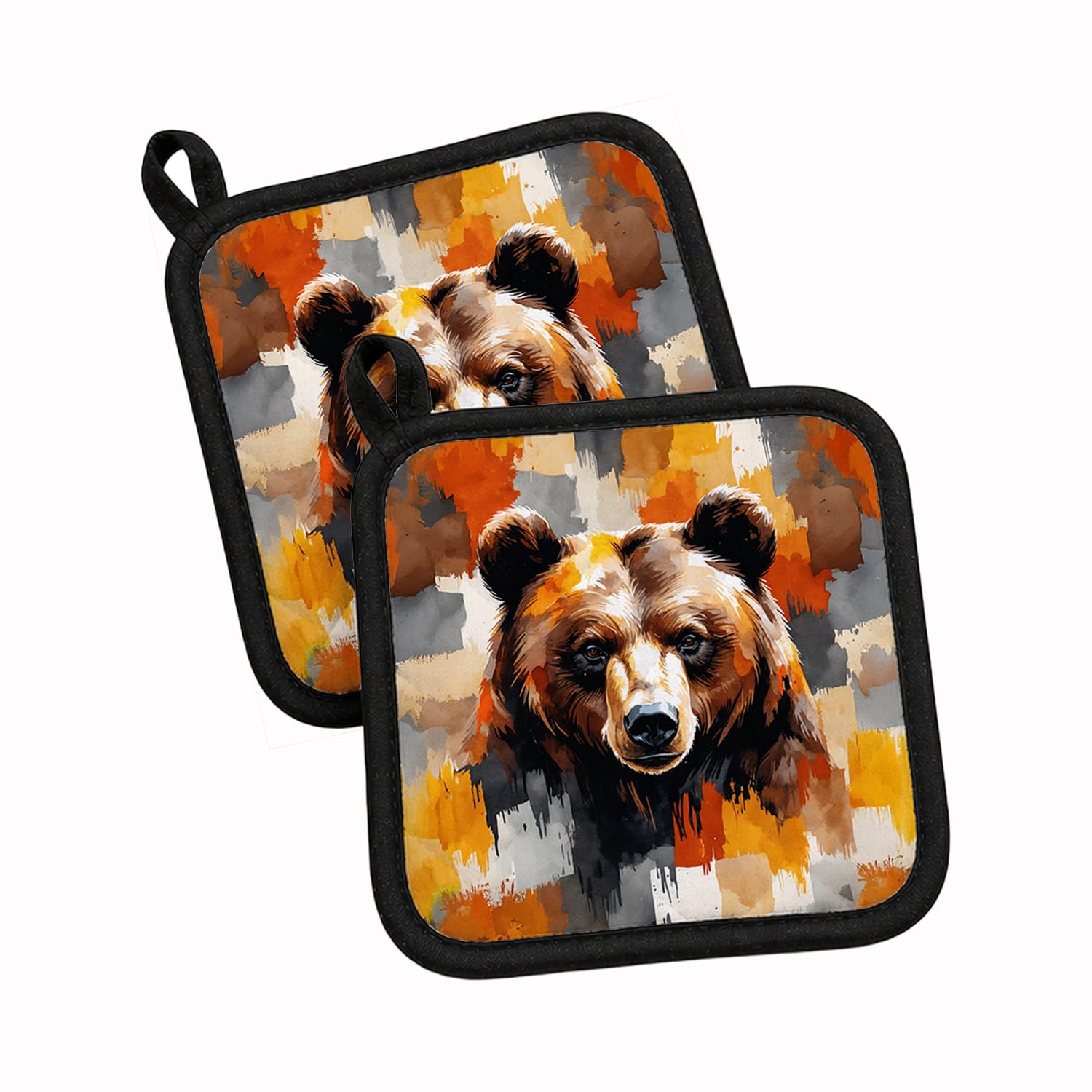 Carolines Treasures Bear Uniquely Bear Pride Pot Holder Set of 2 Heat Resistant Quilted Hot Pads 7.5 x 7.5 Inch, Insulated Kitchen Trivets for Cooking & Baking