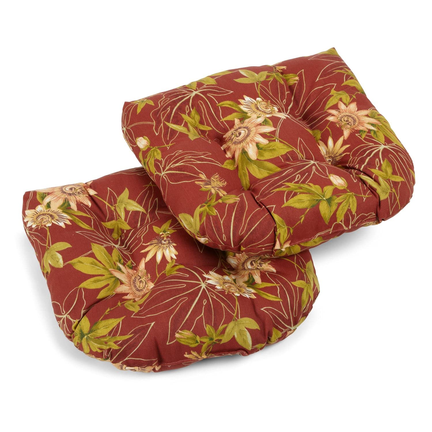 19-inch U-Shaped Outdoor Spun Polyester Tufted Dining Chair Cushion (Set of 2) - Passion Ruby
