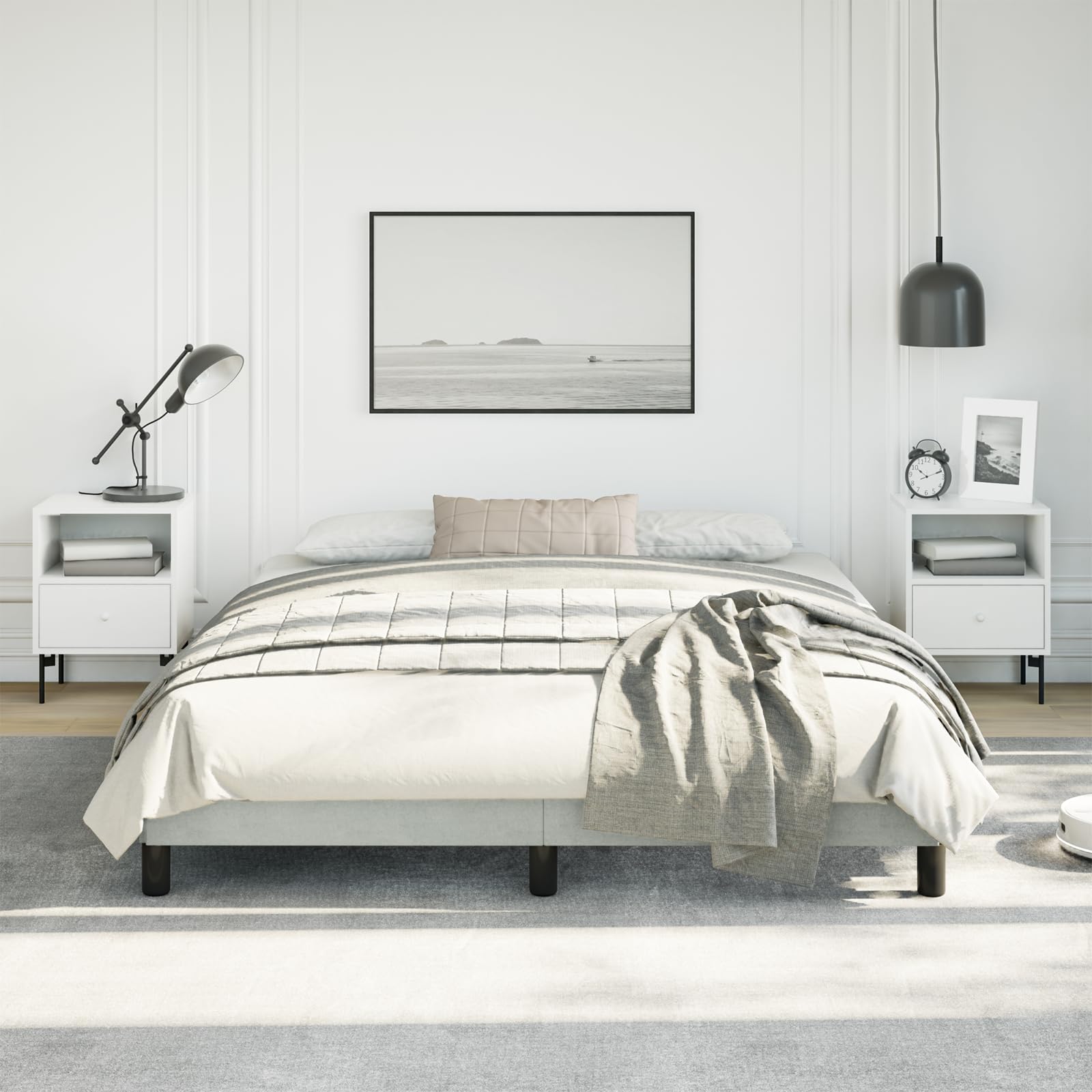 vidaXL Bed Frame Light Gray 59.8x79.9??Queen Velvet