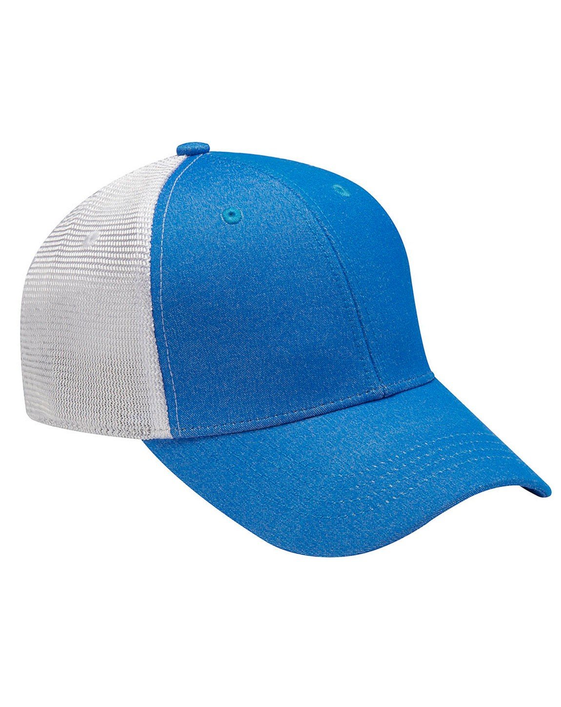 KN102 | KNOCKOUT- 80% Polyester/17% Cotton/3% Spandex, heather fabric, six panel, structured, cap with soft nylon close knit mesh back panels and hook and loop self-fabric back closure. - ELECTRIC BLUE/WHITE