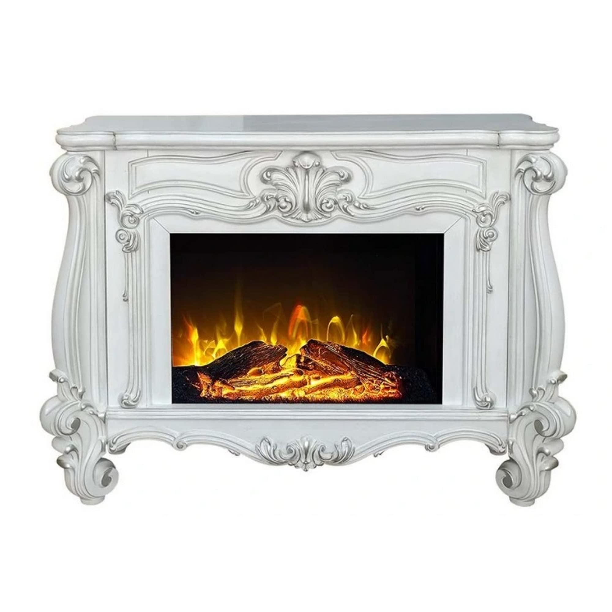 Kai 47 Inch Classic Electric Fireplace, Fire Safety, Remote, Timer, White