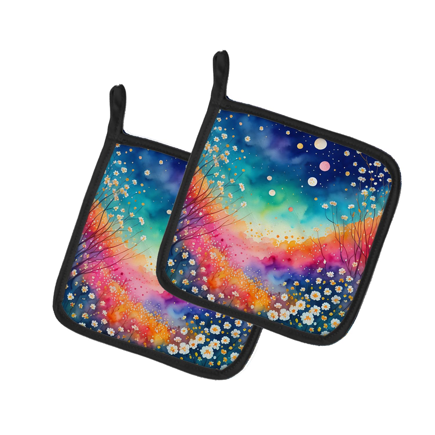 Colorful Gypsophila Pair of Pot Holders