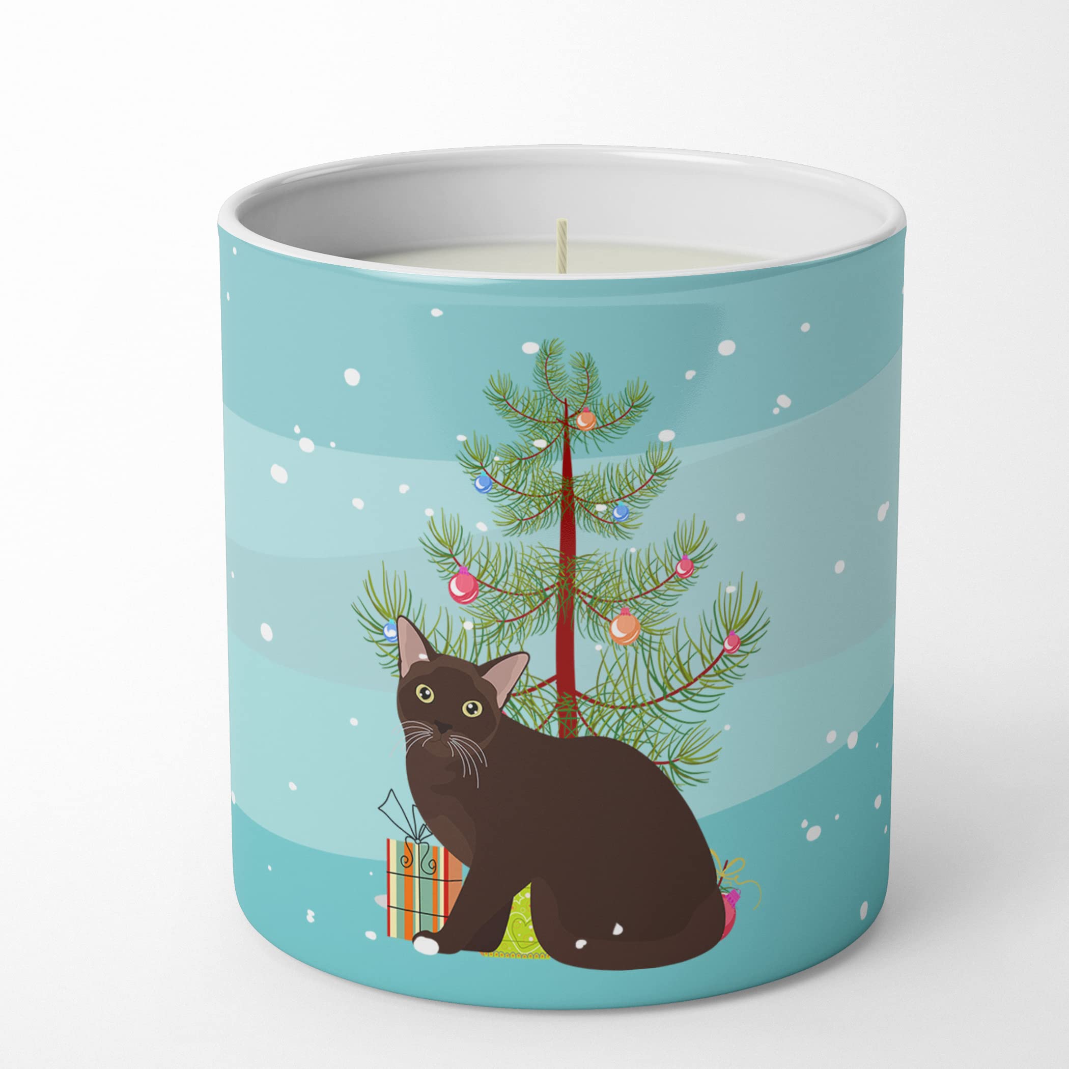 Carolines Treasures CK4753CDL Burmese #1 Cat Merry Christmas 10 oz Decorative Soy Candle Nature Soy Wax Essential Oil Home Decor Ideal for Bedroom Kitchen Bath Office Gift, 10 oz
