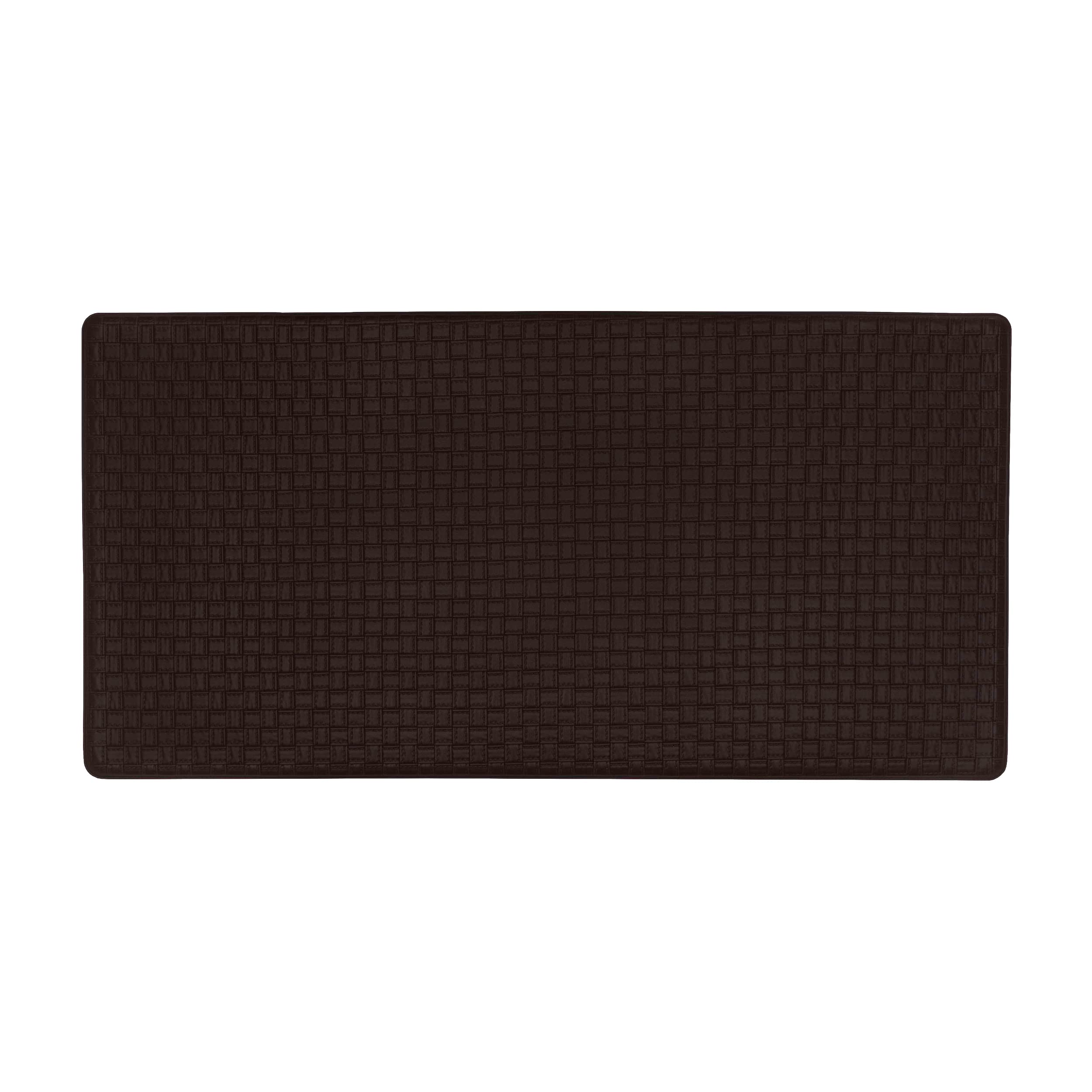 Woven-Embossed Faux-Leather Anti-Fatigue Mat - 20x39 - Black