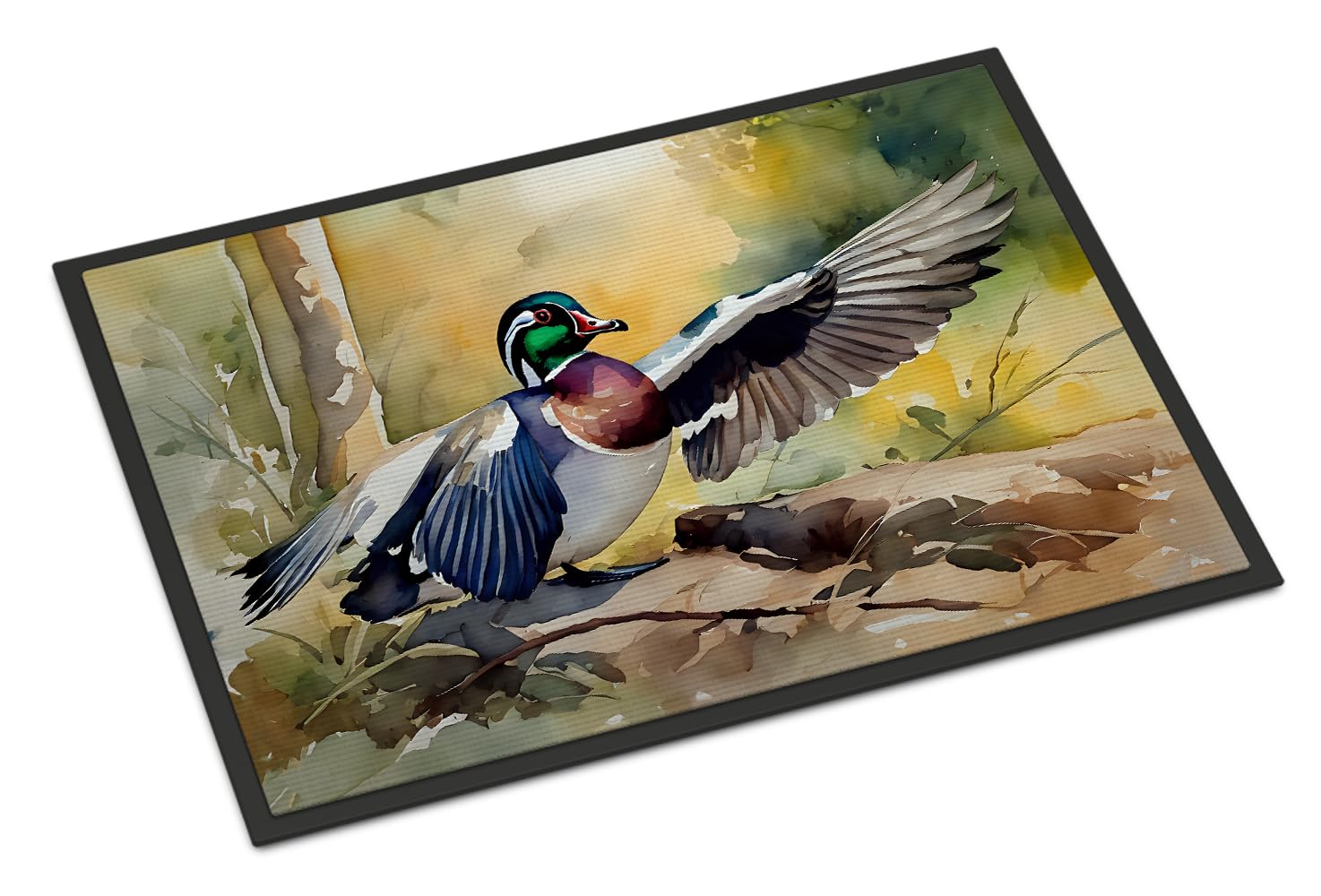 Carolines Treasures DAC3283MAT Wood Duck Doormat Front Door Mat Indoor Outdoor Rugs for Entryway, Non Slip Washable Low Pile, 18H X 27W