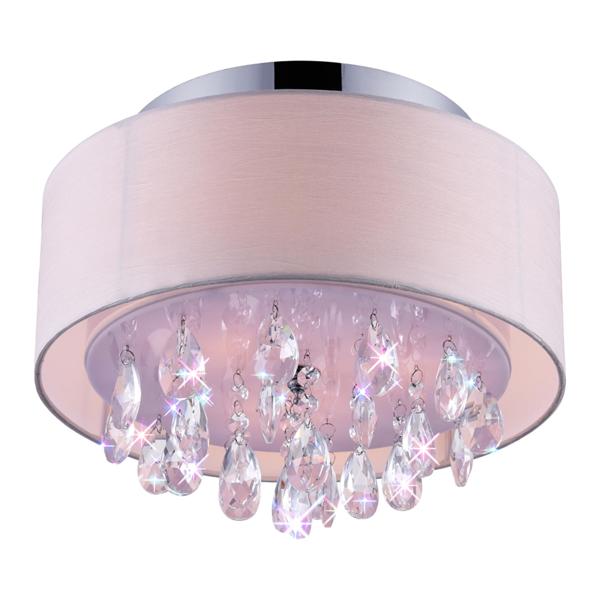 3 Light Drum Shade Flush Mount with Chrome finish