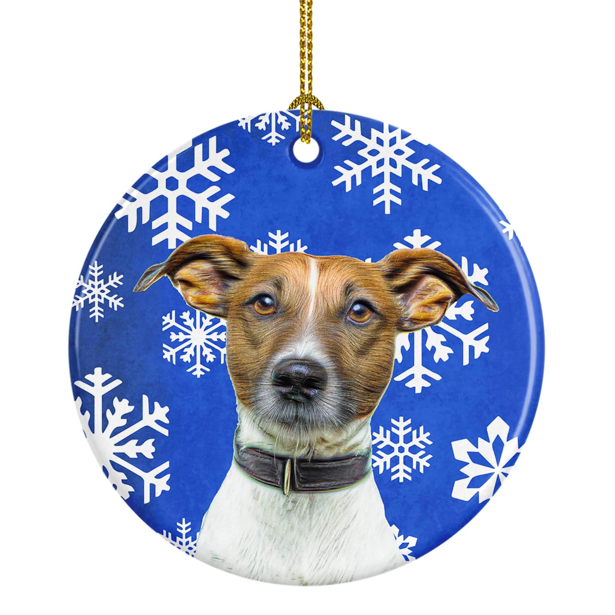 Winter Snowflakes Holiday Jack Russell Terrier Ceramic Ornament KJ1176CO1