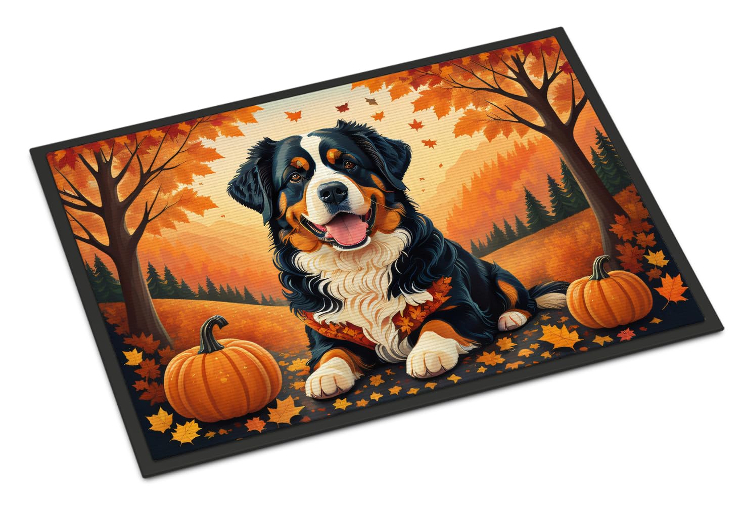 Carolines Treasures DAC1019JMAT Bernese Mountain Dog Fall Indoor or Outdoor Mat 24x36 Front Door Mat Indoor Outdoor Rugs for Entryway, Non Slip Washable Low Pile, 24H X 36W