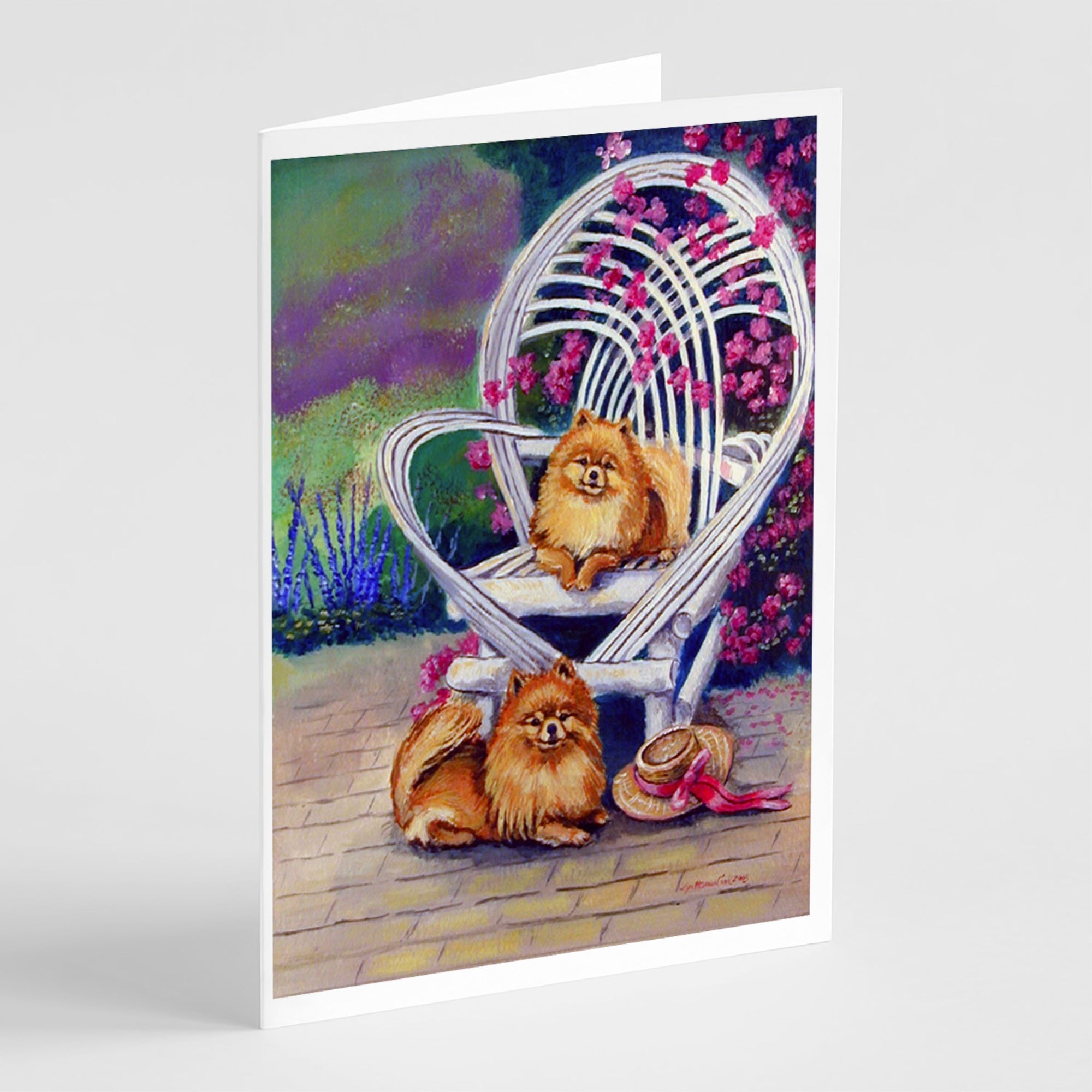 Red Pomeranians  Greeting Cards And Envelopes Pack Of 8