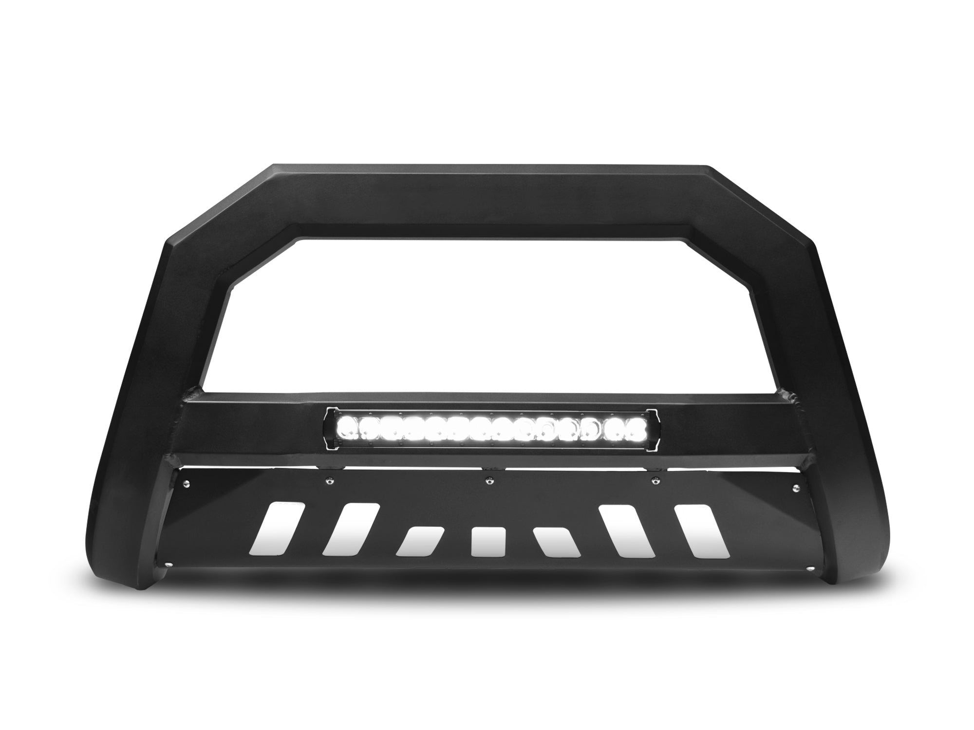 Armordillo 2007-2010 Chevy Silverado 2500/3500 Ar Series Bull Bar W/Led - Matte Black W/Aluminum Skid Plate