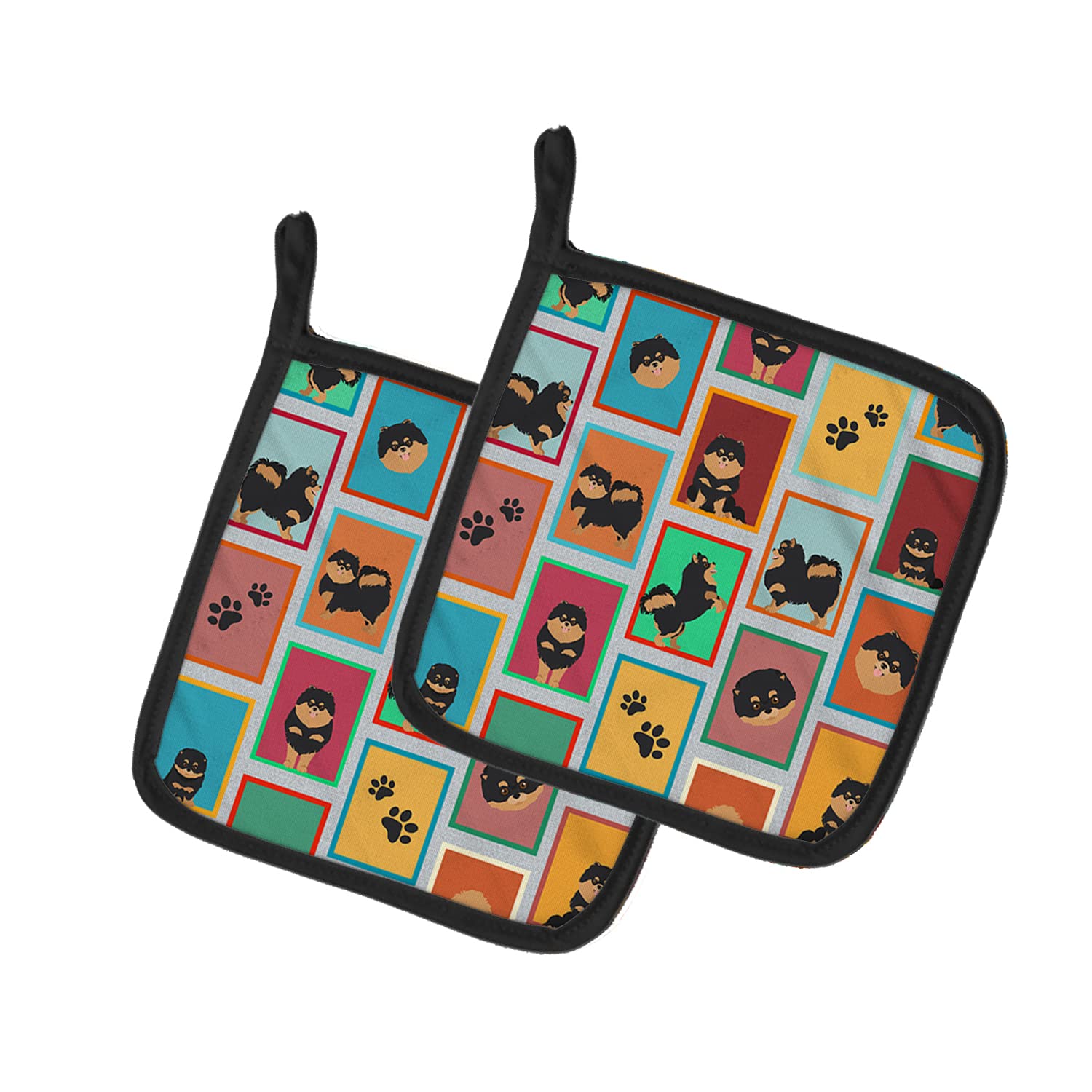 Lots of Black and Tan Pomeranian Pair of Pot Holders